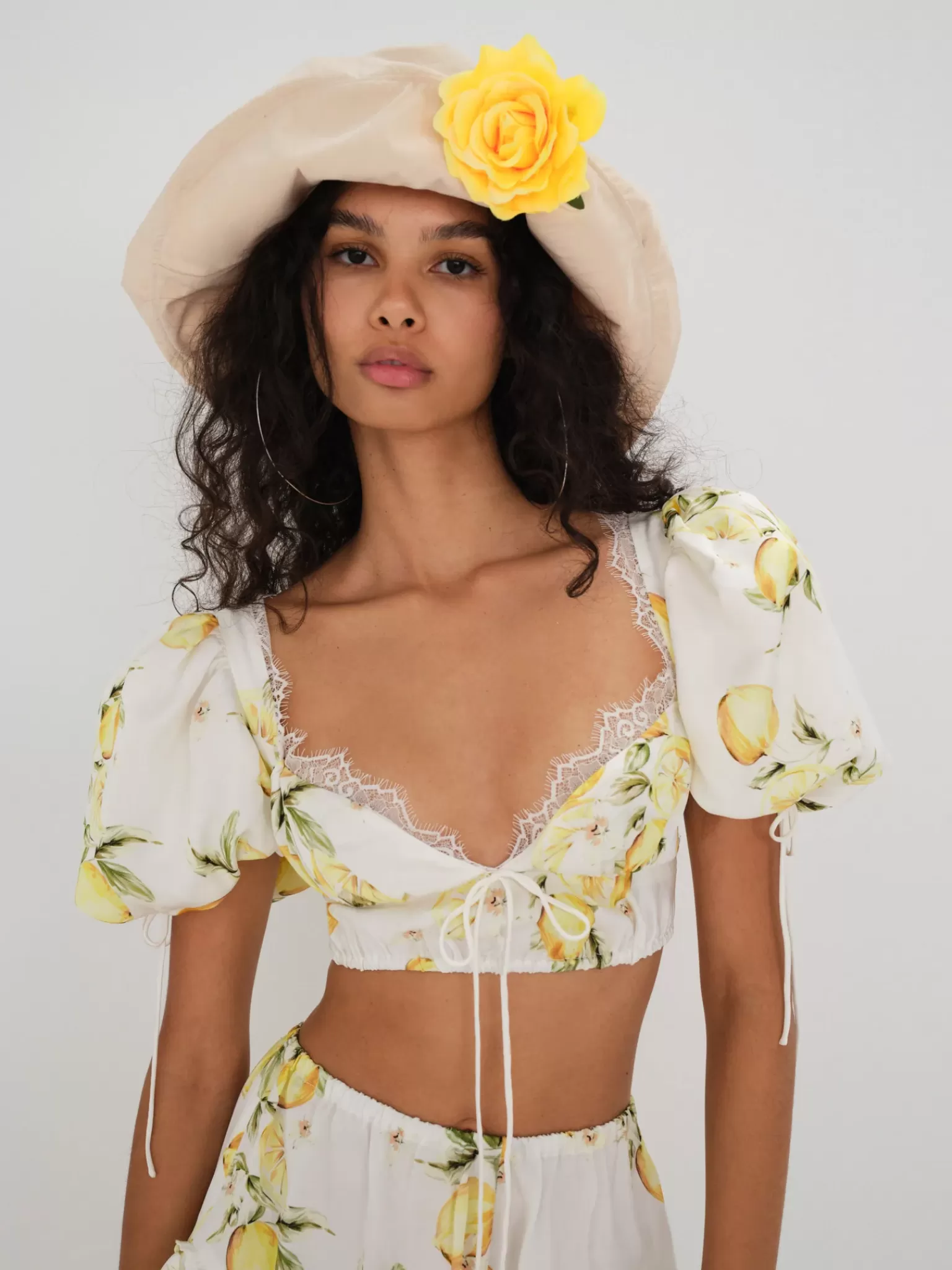 New For Love & Lemons Alana Crop Top Yellow