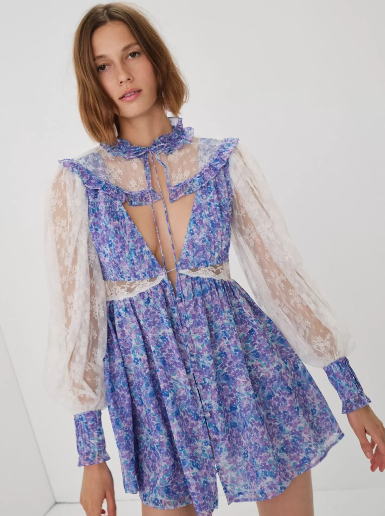 Sale For Love & Lemons April Mini Dress Purple