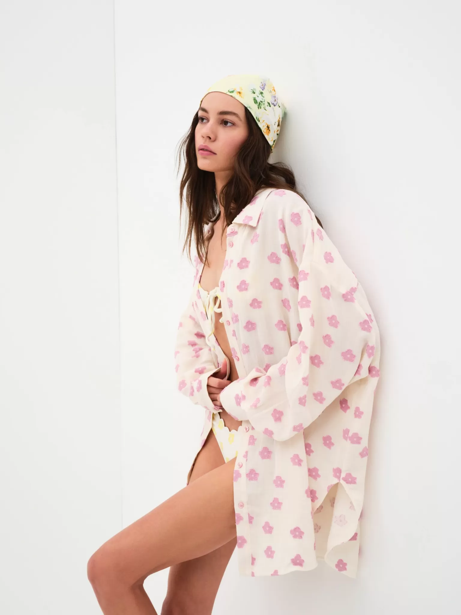 Sale For Love & Lemons Bay Oversized Shirt Pink