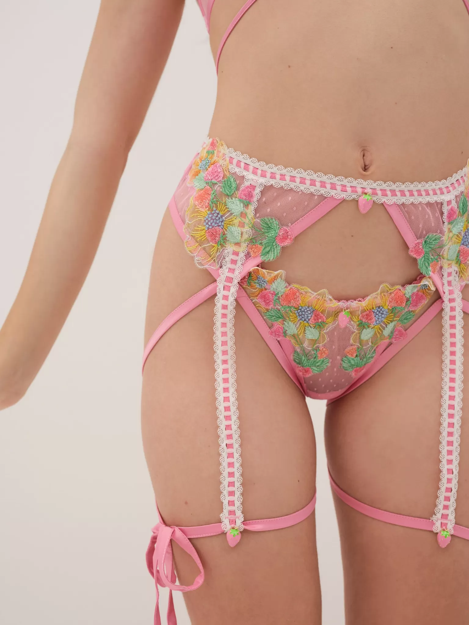 Clearance For Love & Lemons Berry Patch Garter Pink