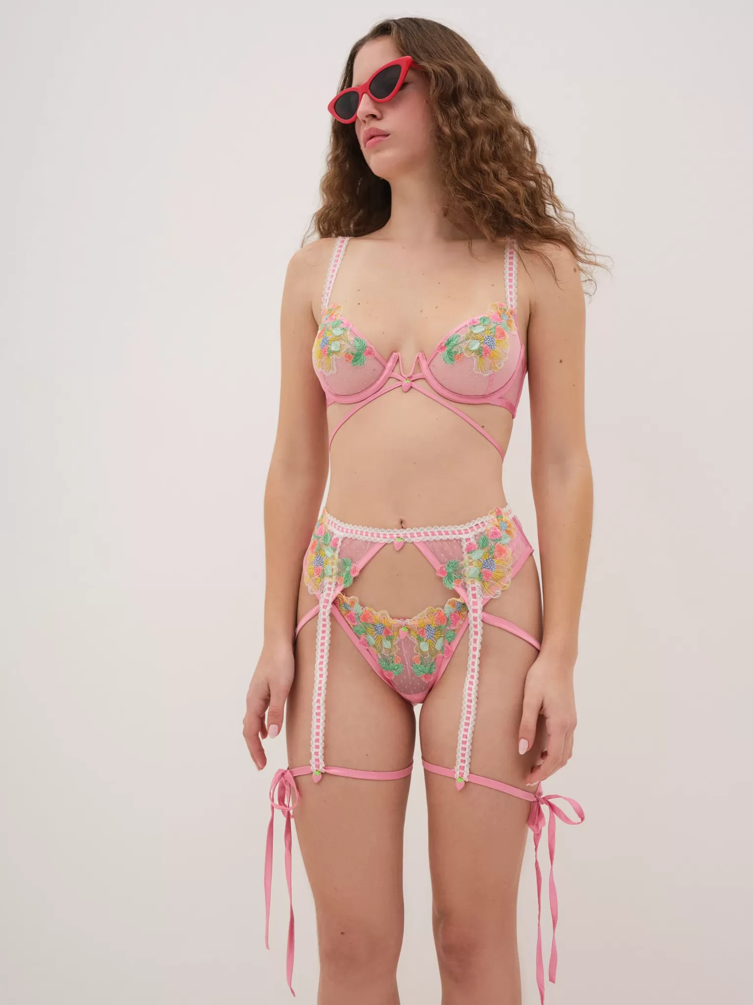 Clearance For Love & Lemons Berry Patch Garter Pink