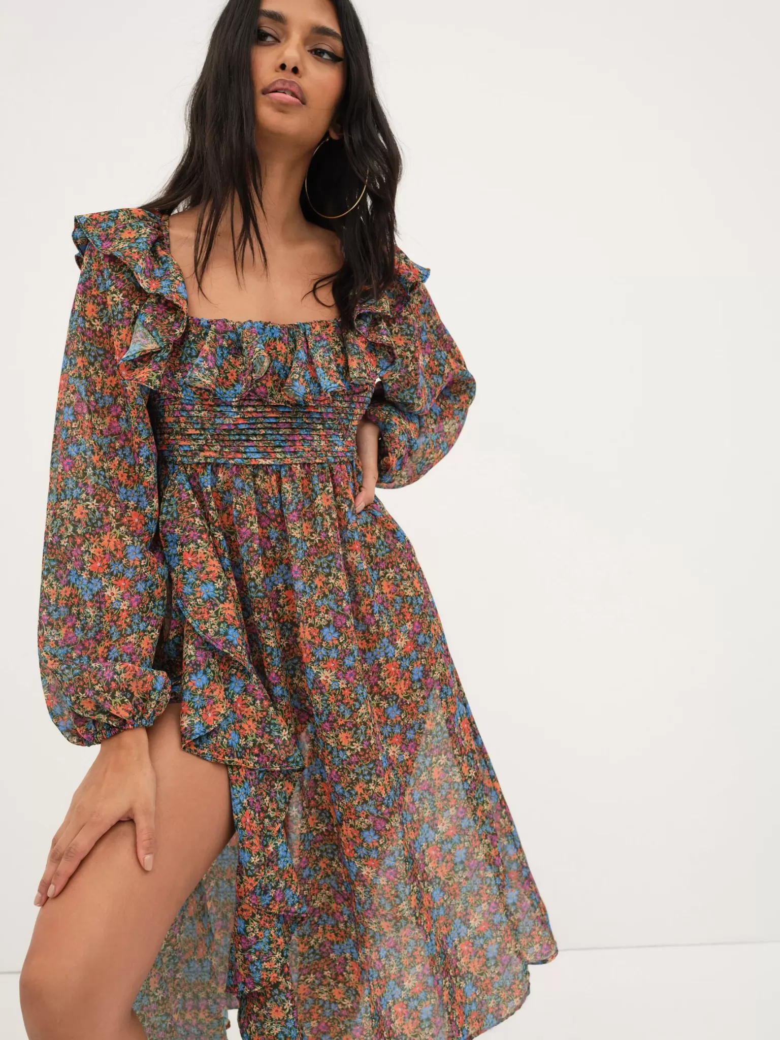 Fashion For Love & Lemons Brittany Midi Dress Blue