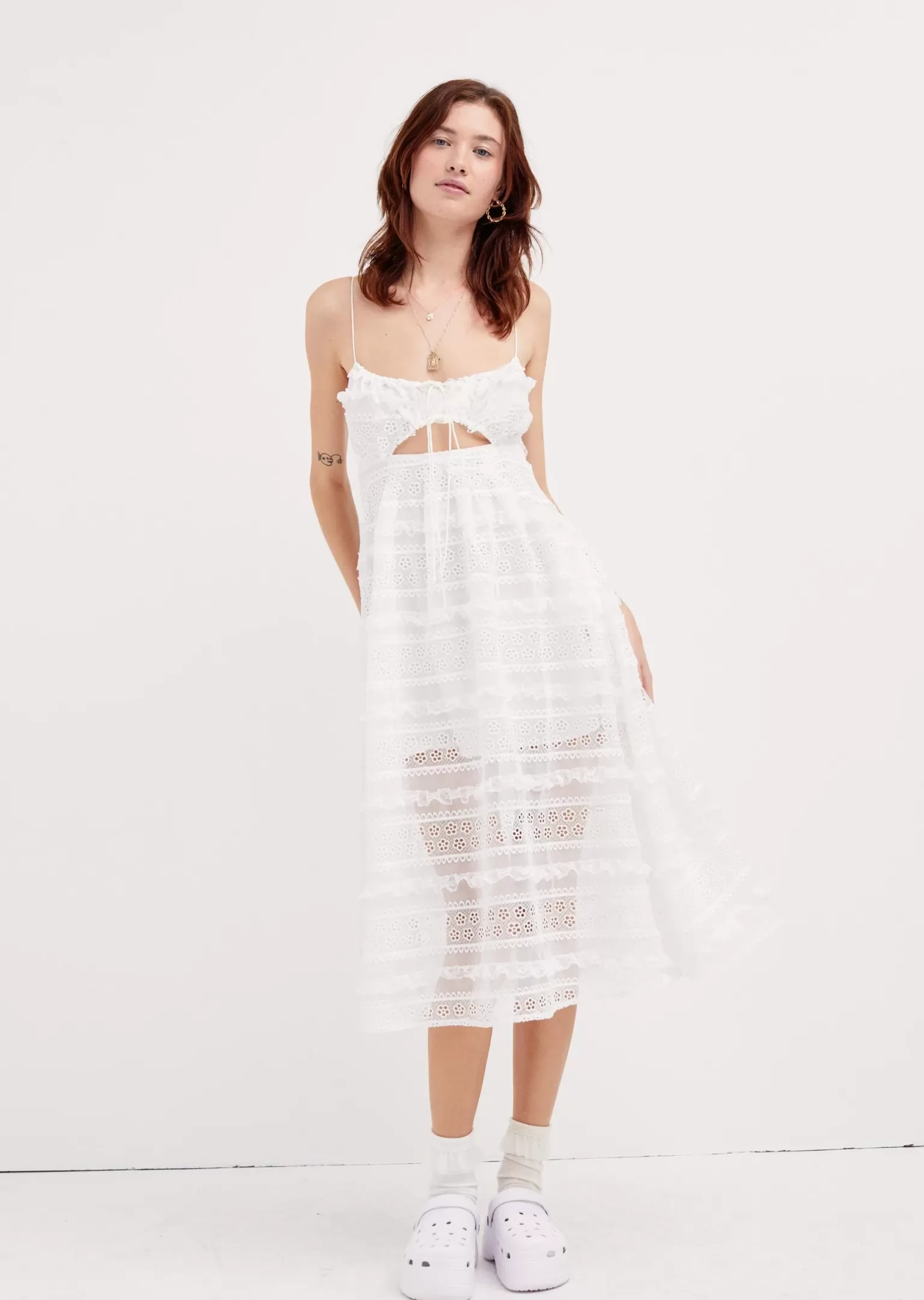 Best Sale For Love & Lemons Cameron Midi Dress White