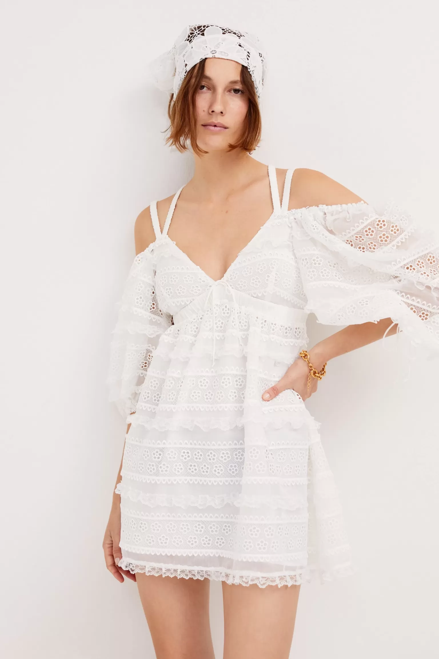 Flash Sale For Love & Lemons Cameron Mini Dress White