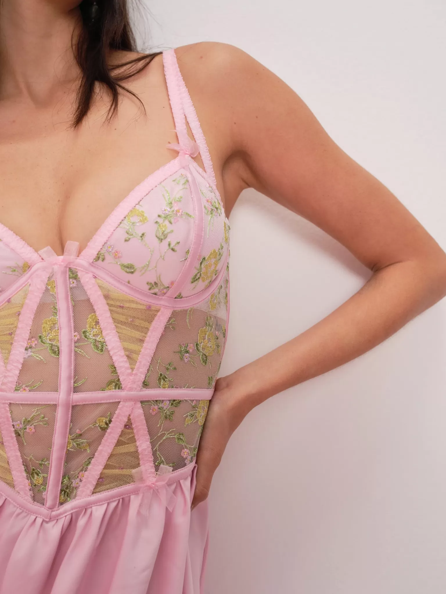 Fashion For Love & Lemons Camila Tank Slip Dress Pink