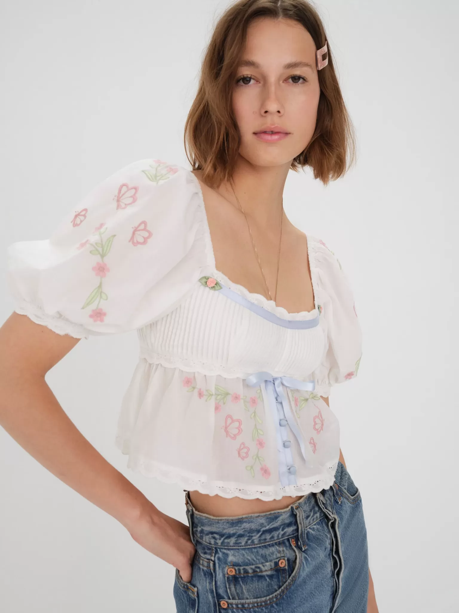 Best Sale For Love & Lemons Carrington Blouse White