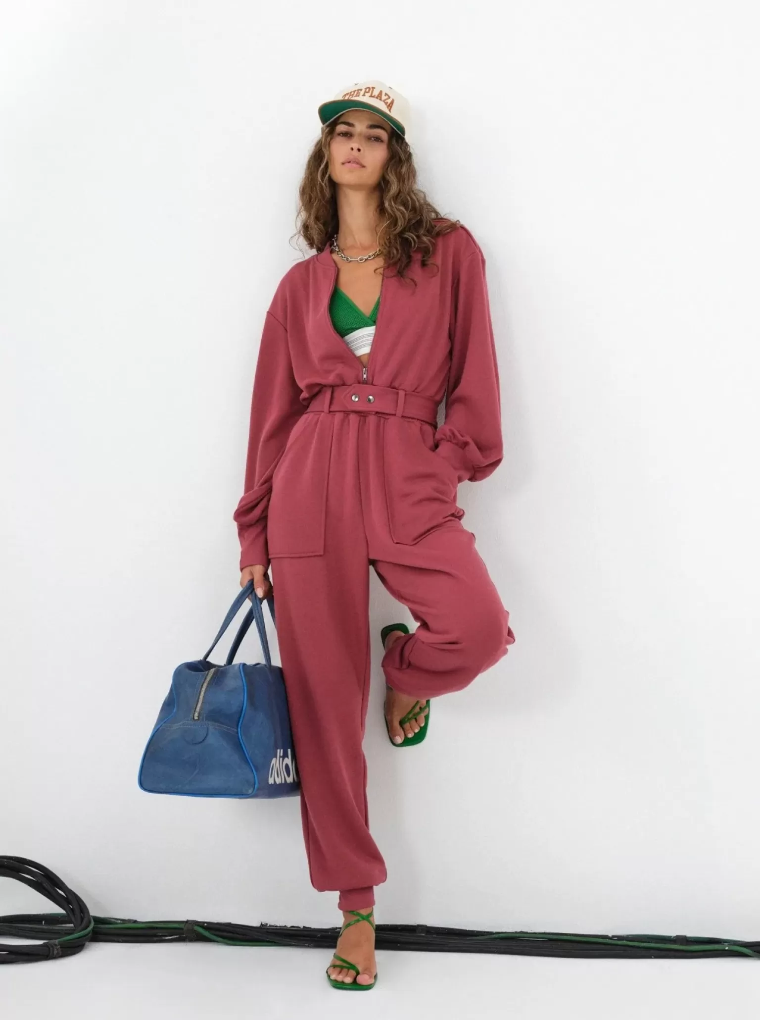 New For Love & Lemons Cinched Jumpsuit Red