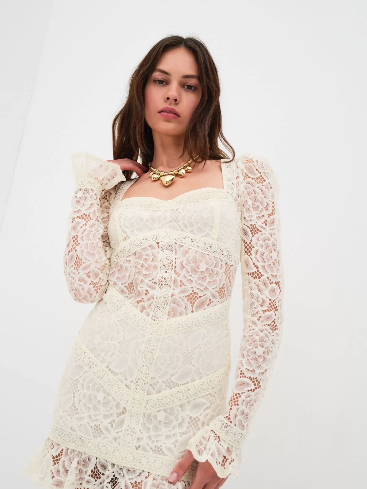 Best Sale For Love & Lemons Cleo Mini Dress Ivory