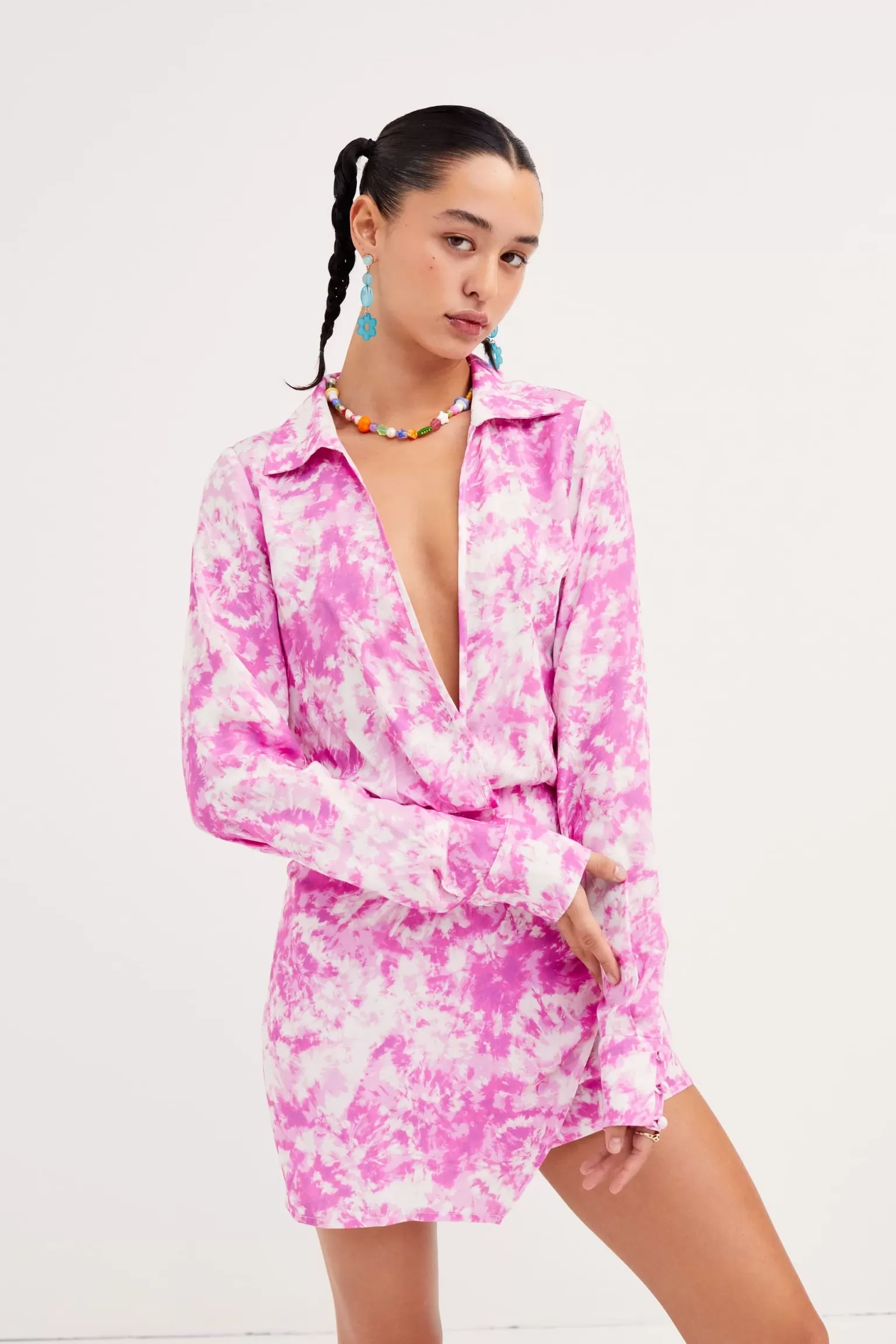 Best For Love & Lemons Devon Shirt Dress Pink