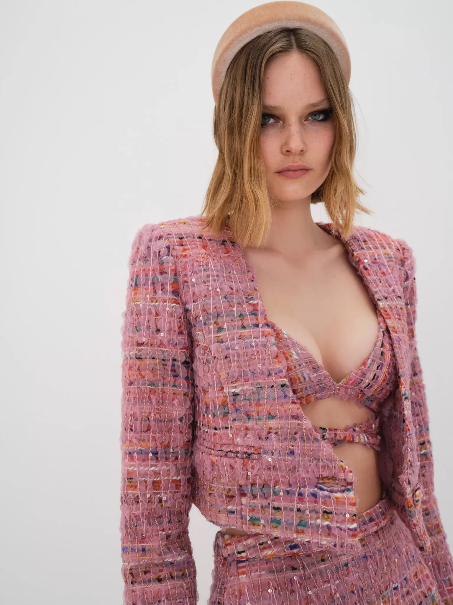 Flash Sale For Love & Lemons Dionne Cropped Blazer Pink