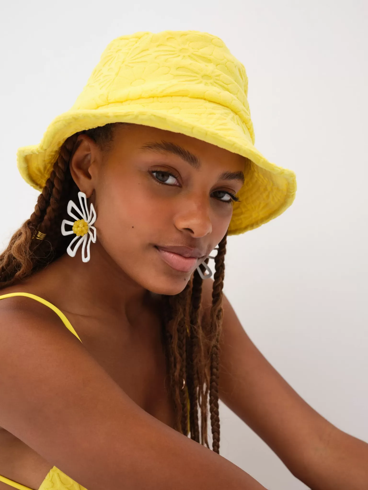 New For Love & Lemons Ellora Bucket Hat Yellow