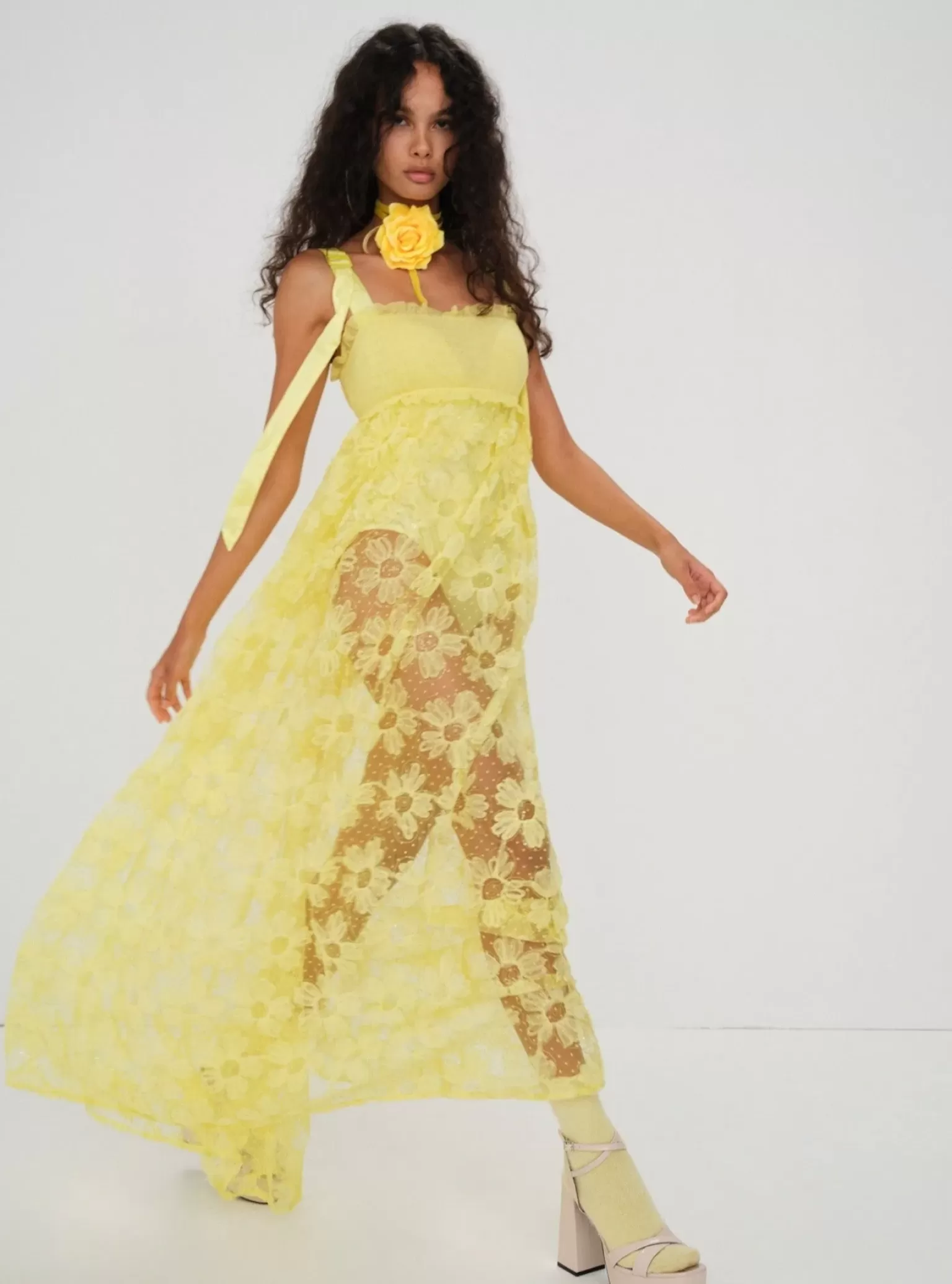 Cheap For Love & Lemons Emma Maxi Dress Yellow