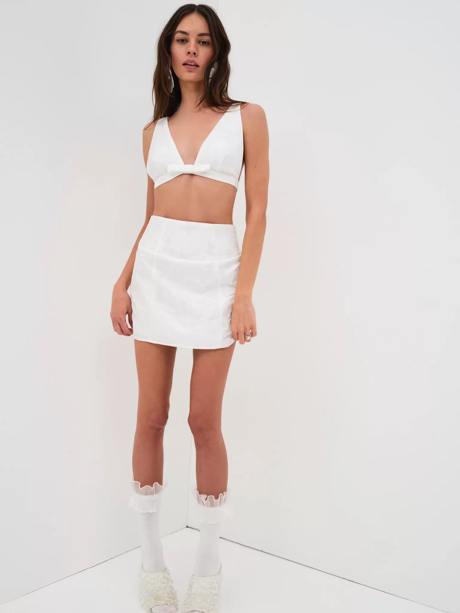 Sale For Love & Lemons Eva Crop Top White