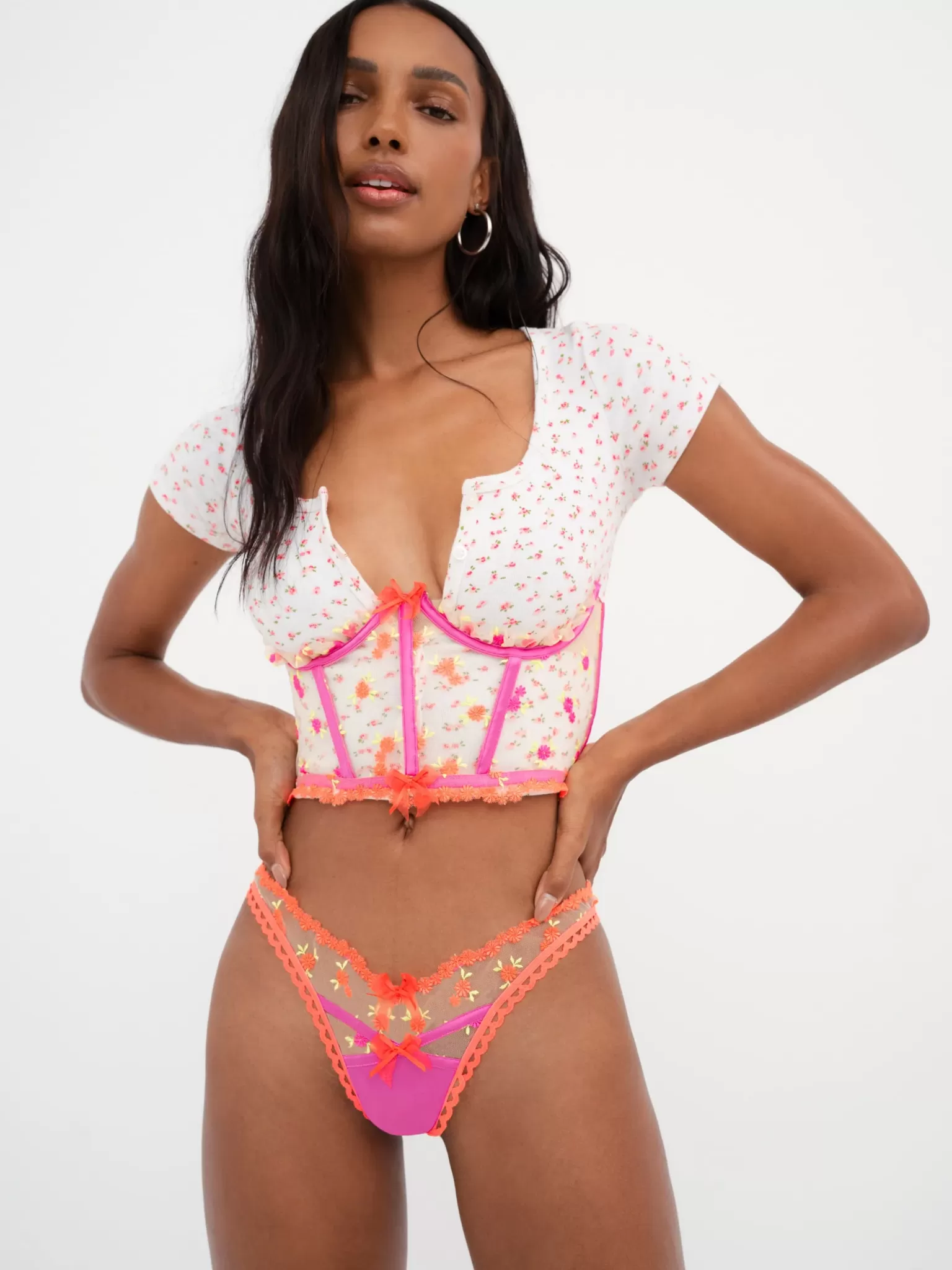 Store For Love & Lemons Flowerbuds Corset Pink