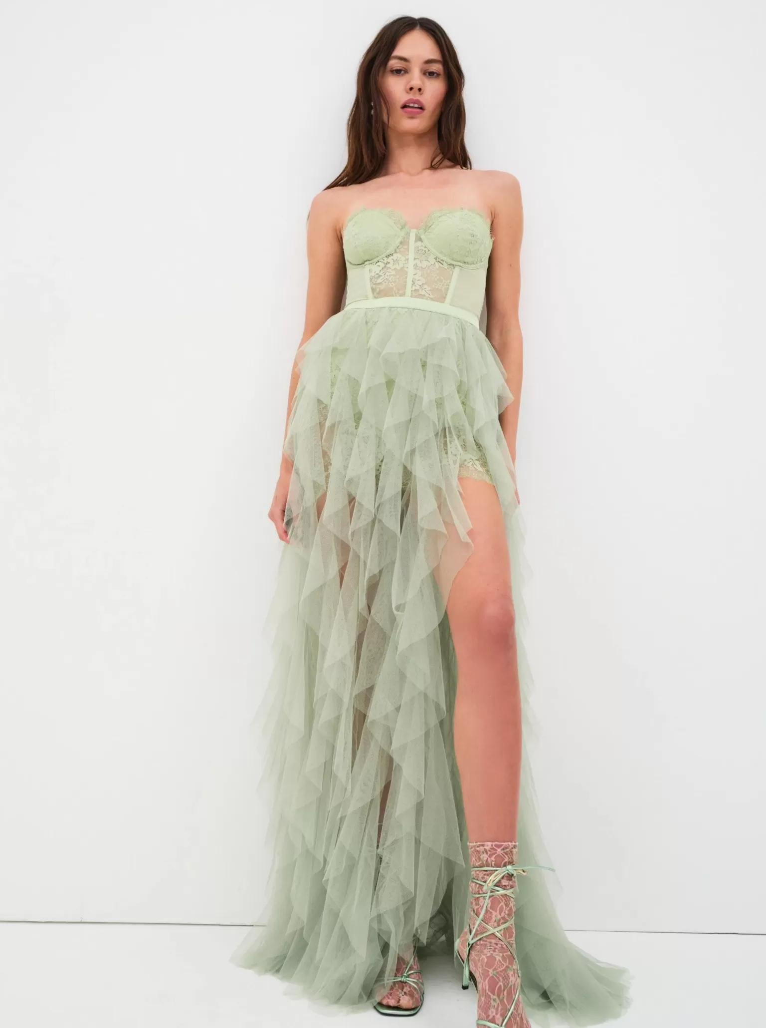 Clearance For Love & Lemons X Revolve Bustier Gown Green