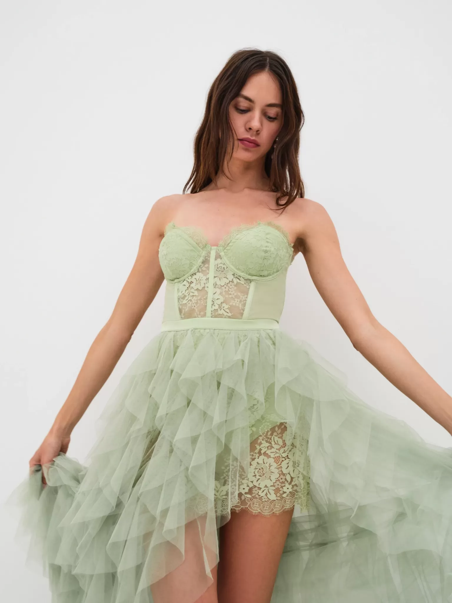 Clearance For Love & Lemons X Revolve Bustier Gown Green