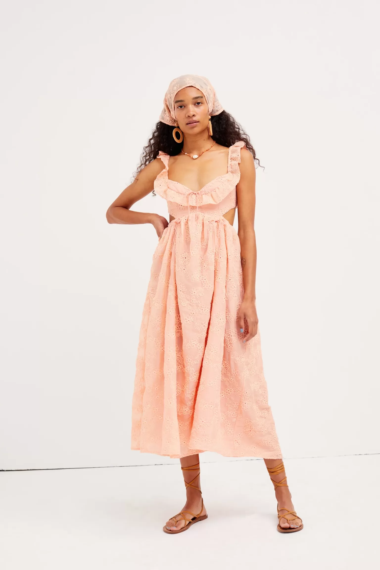 Cheap For Love & Lemons Frances Midi Dress Orange