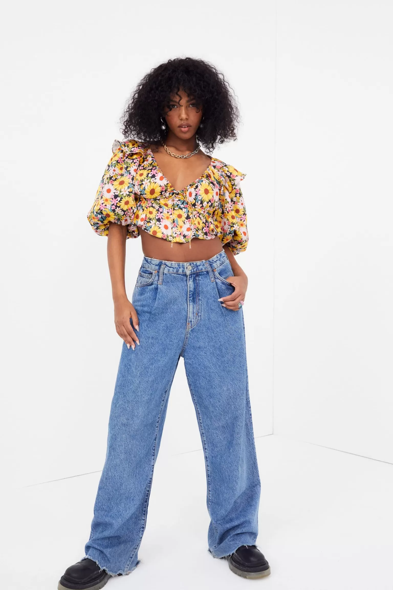 Best Sale For Love & Lemons Glenn Crop Top Yellow