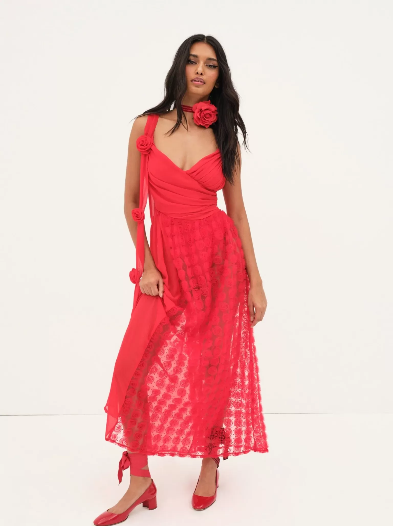 Flash Sale For Love & Lemons Hannah Maxi Dress Red