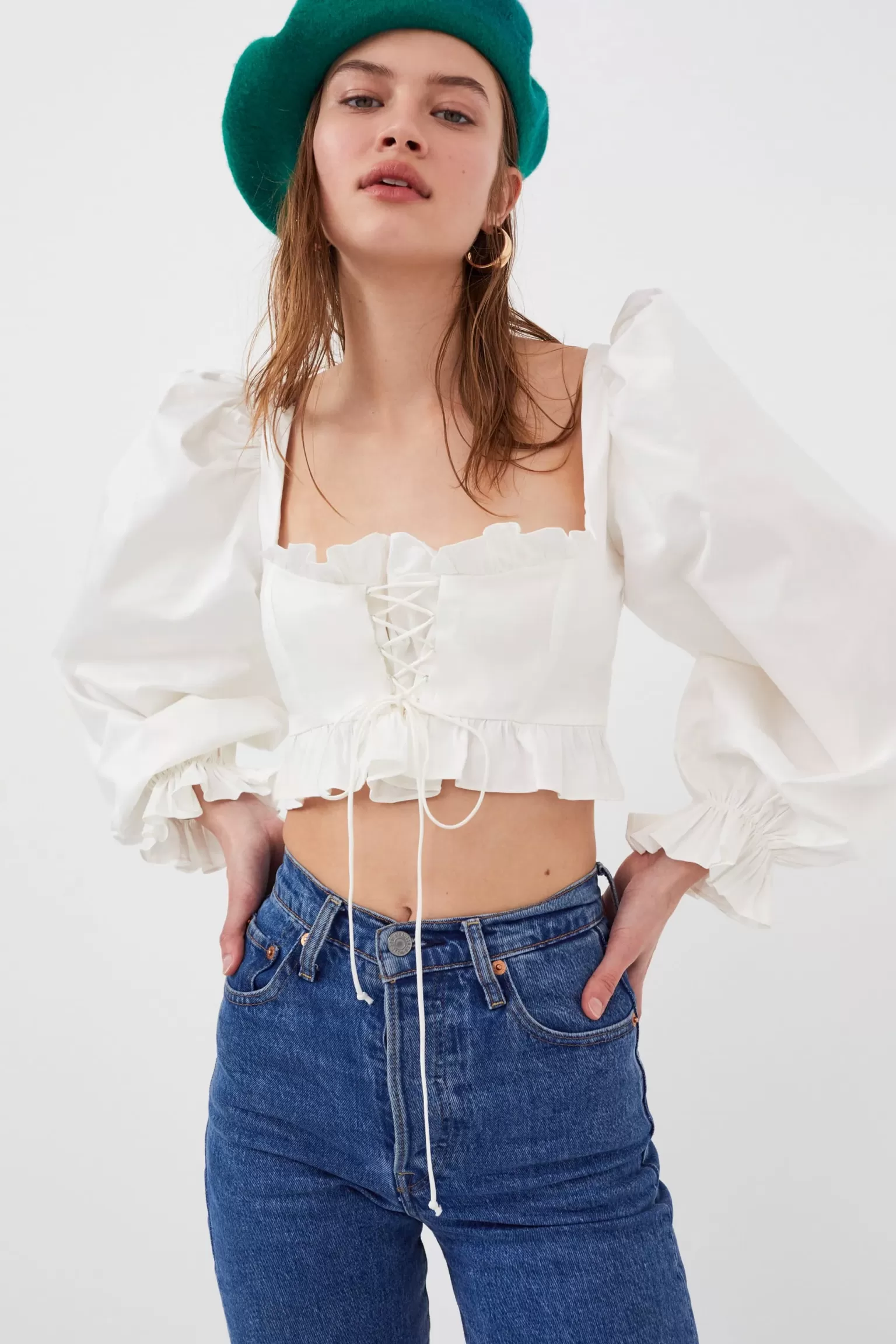 Shop For Love & Lemons Heather Crop Top White