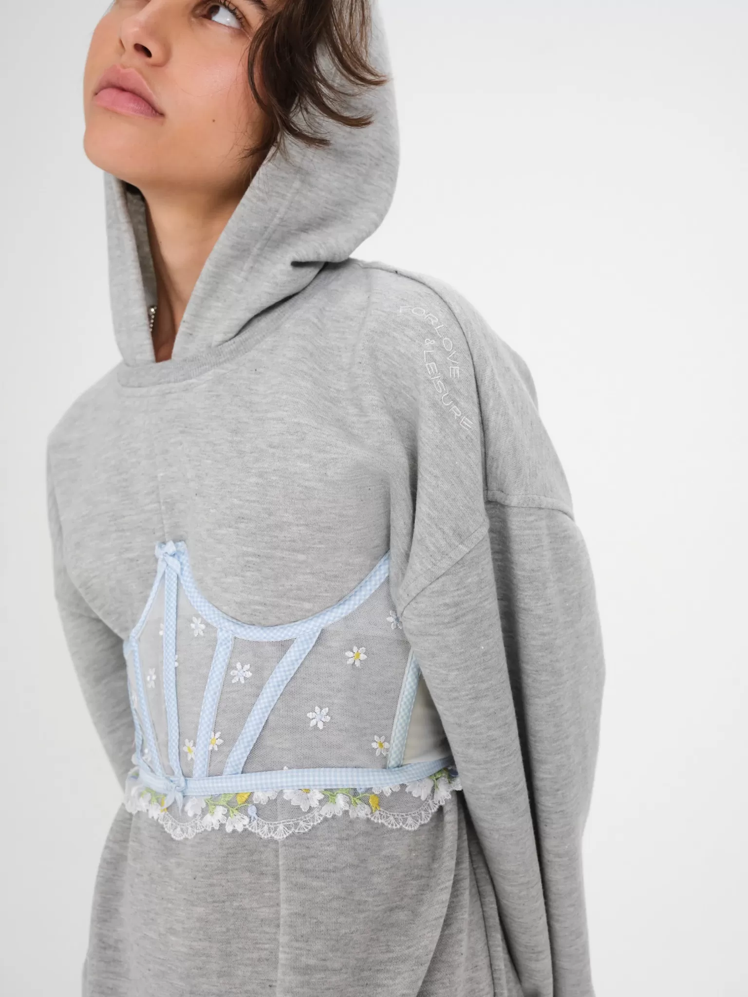 Shop For Love & Lemons Hooded Sweatshirt Grey