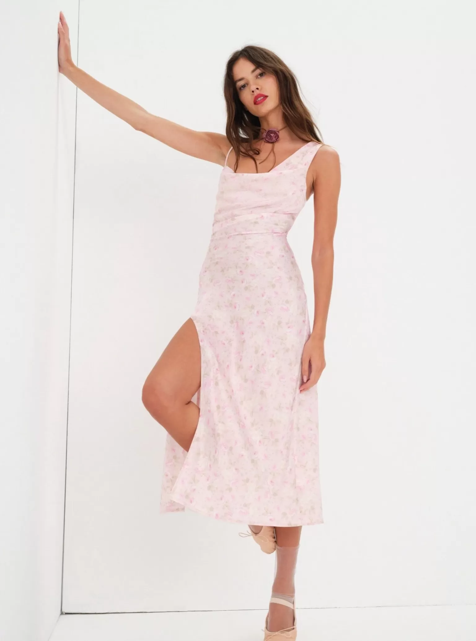 Online For Love & Lemons Ilana Midi Dress Pink