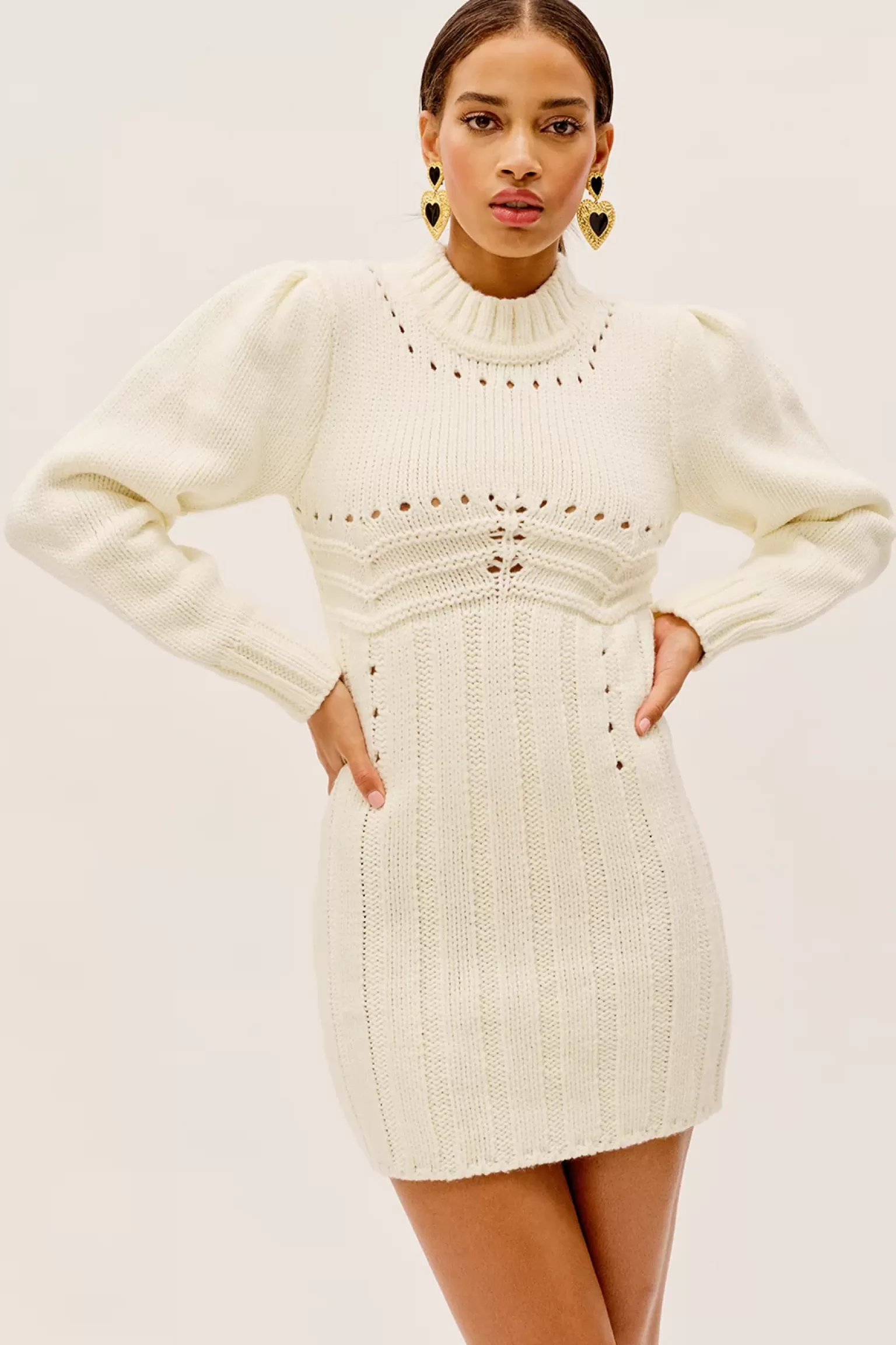 Sale For Love & Lemons Jules Sweater Dress Ivory