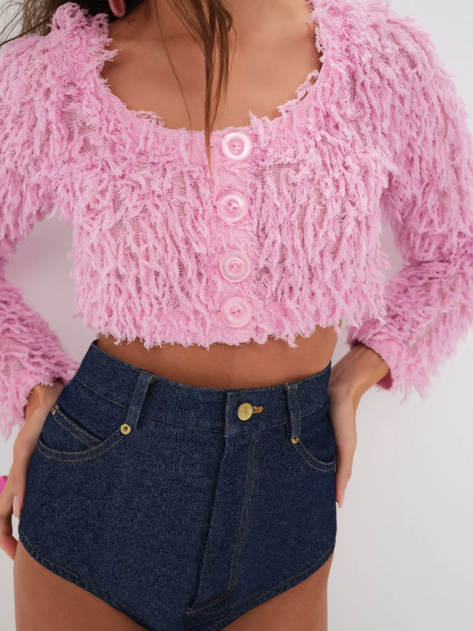 Clearance For Love & Lemons June Cropped Sweater Pink