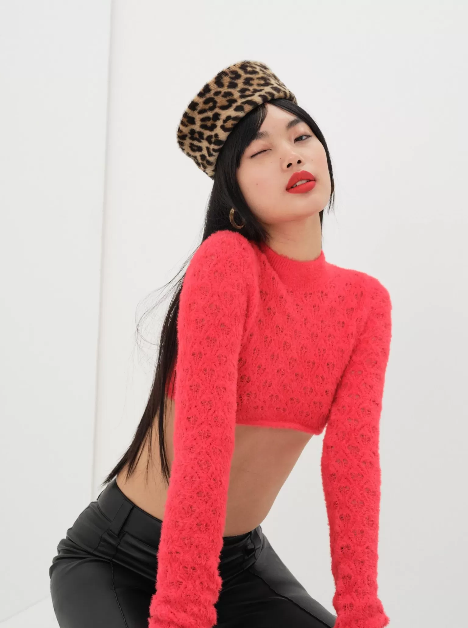 Hot For Love & Lemons Katana Cropped Sweater Red