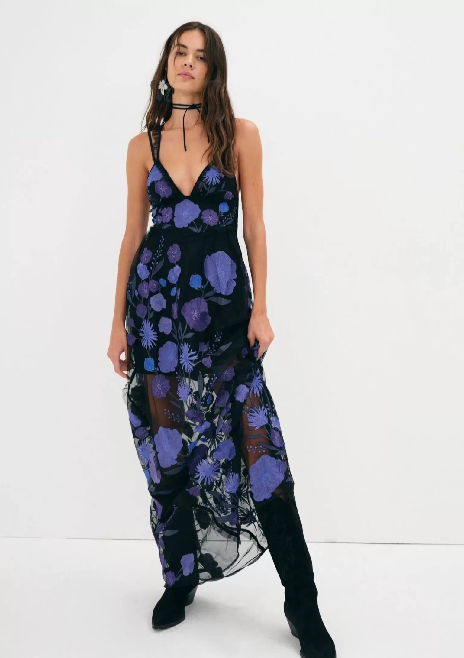 New For Love & Lemons Kaylee Maxi Dress Purple