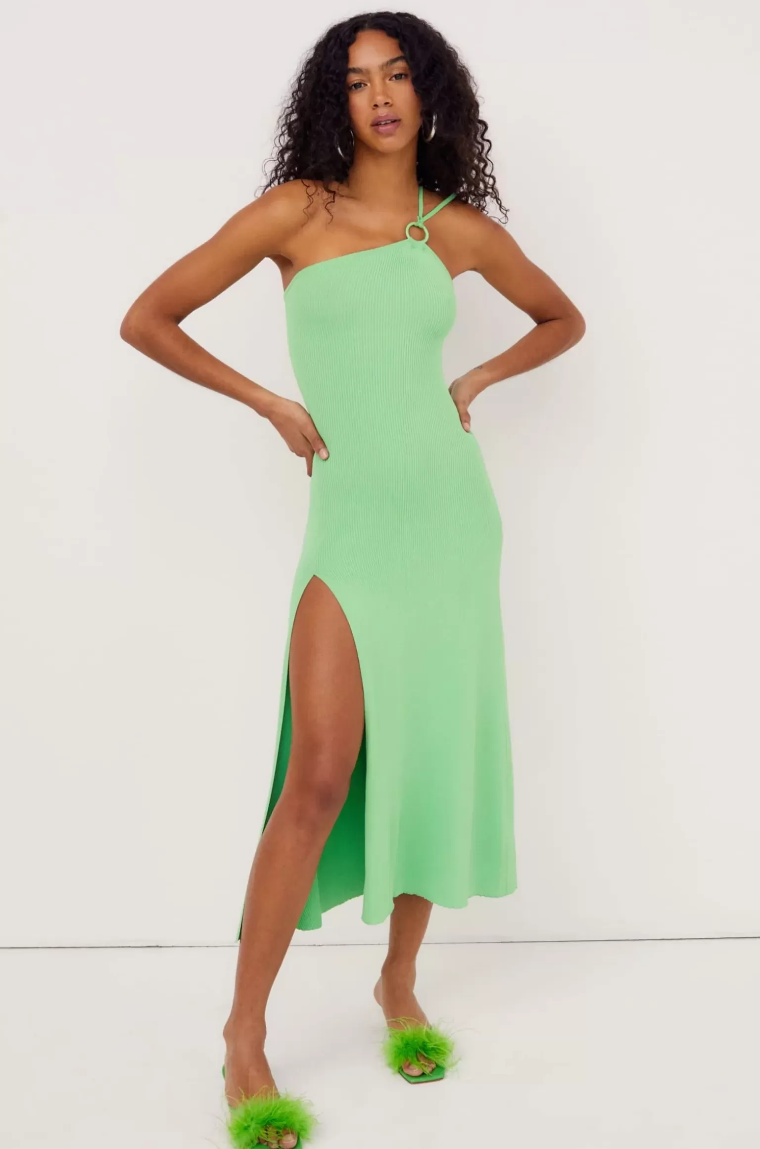 Flash Sale For Love & Lemons Keisha Midi Dress Green