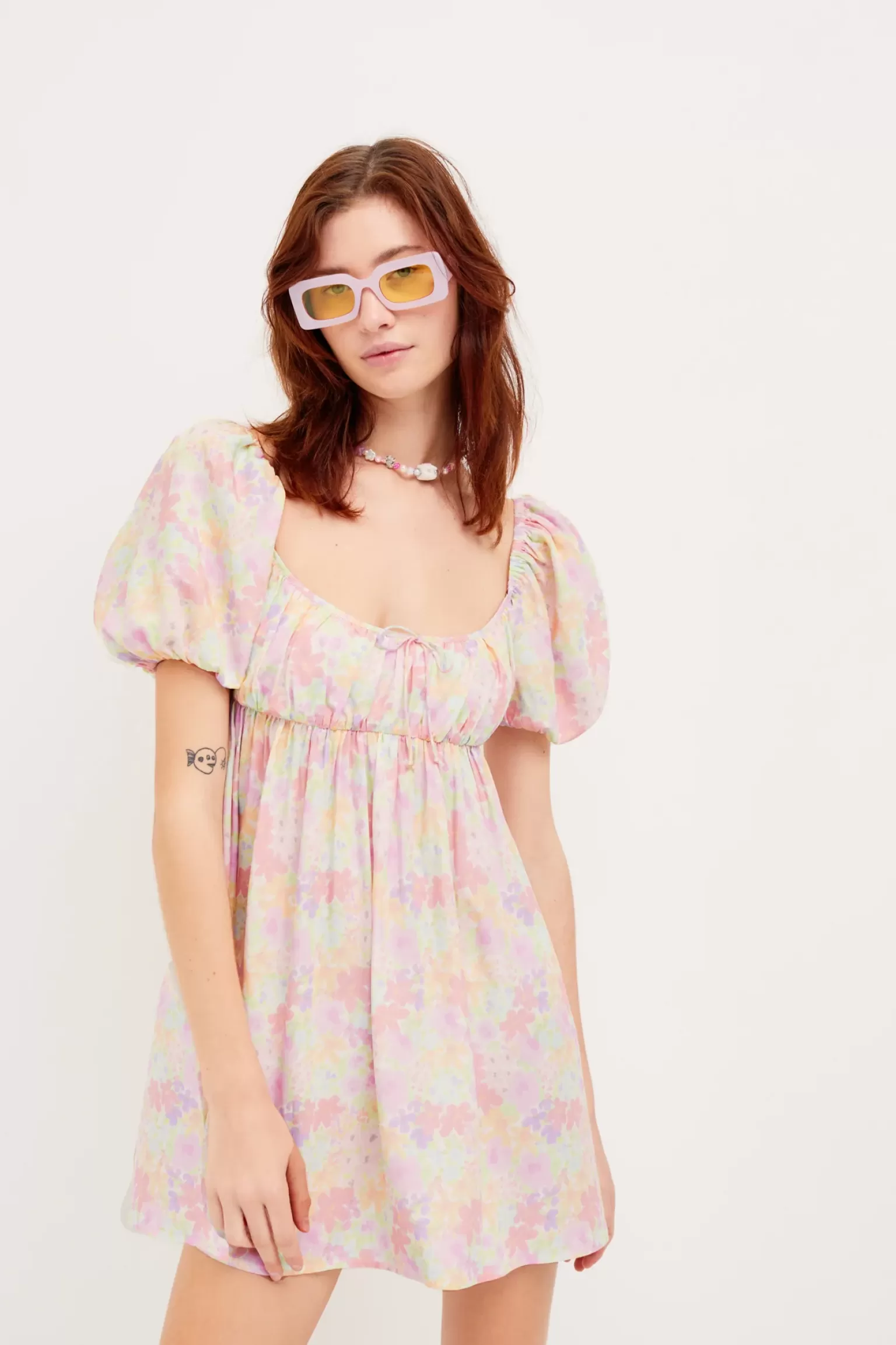 New For Love & Lemons Kennedy Mini Dress Pink