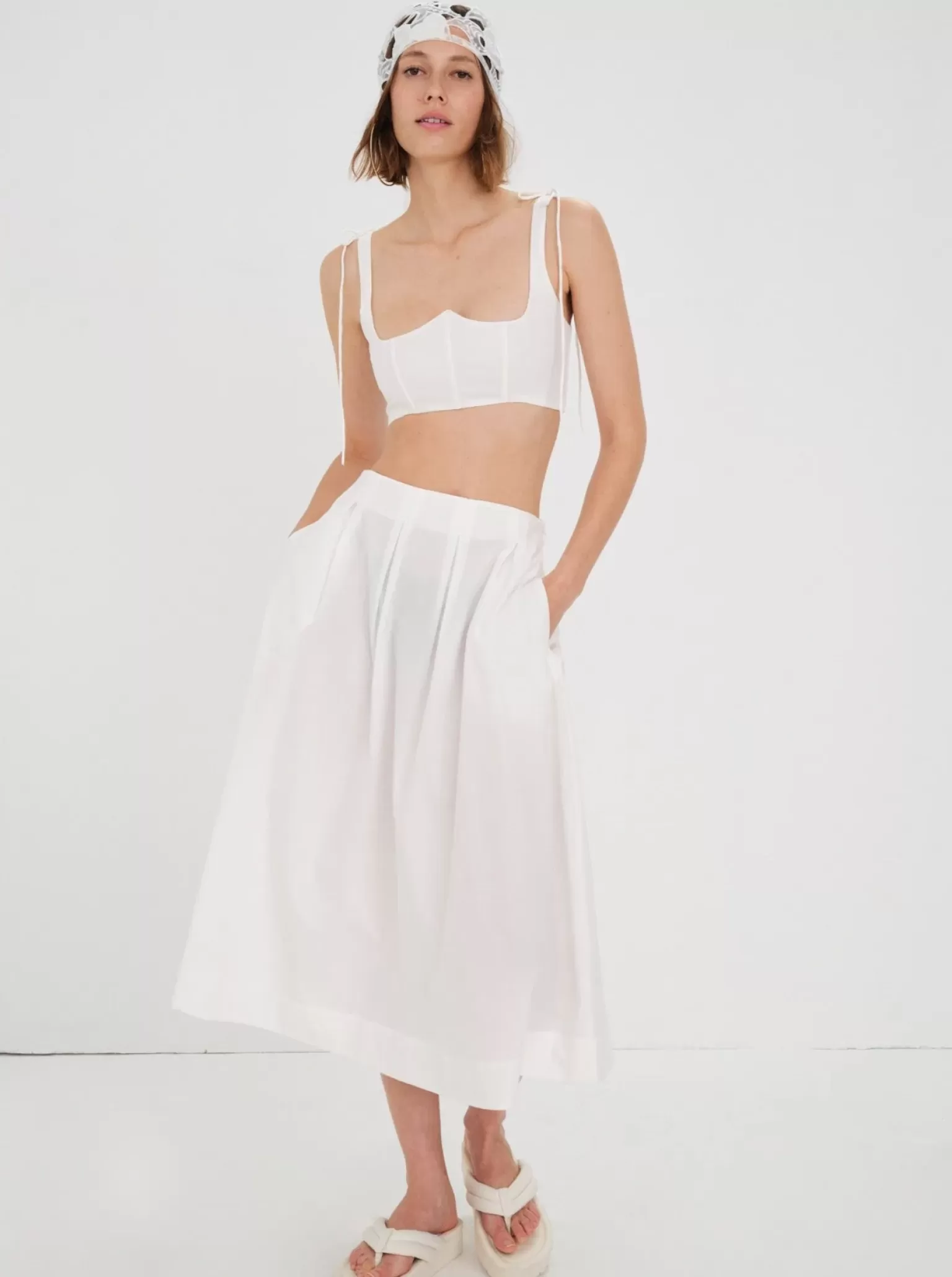 New For Love & Lemons Layla Crop Top White