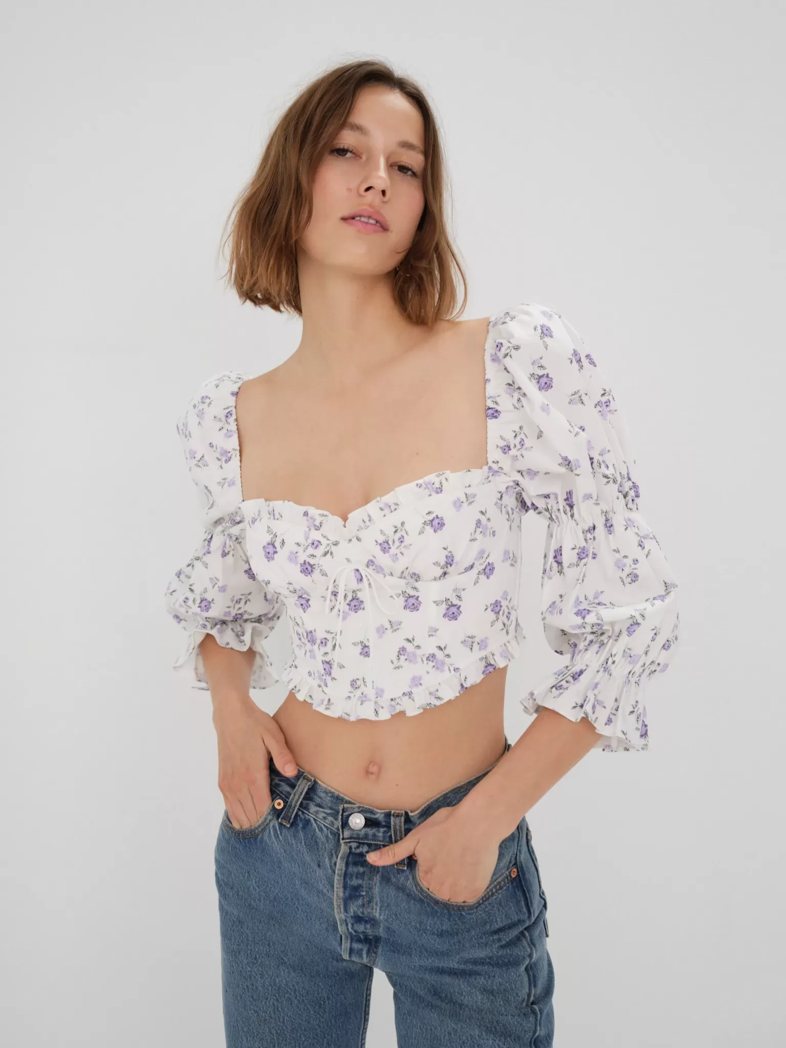 Discount For Love & Lemons Leslie Blouse White