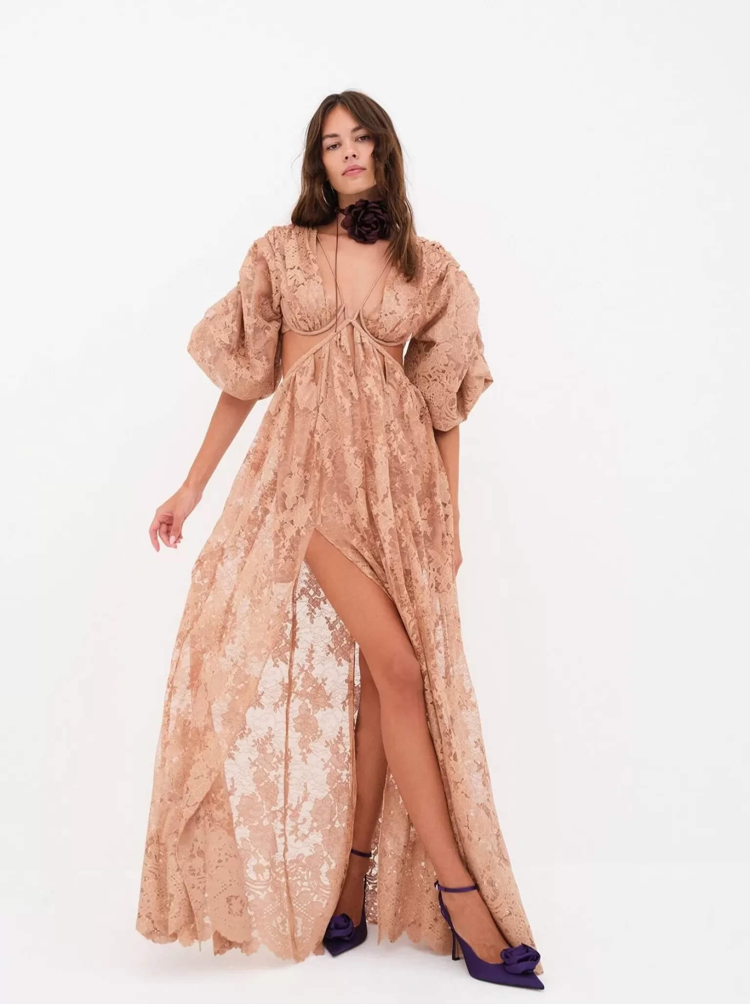 Shop For Love & Lemons Louisa Maxi Dress Neutral