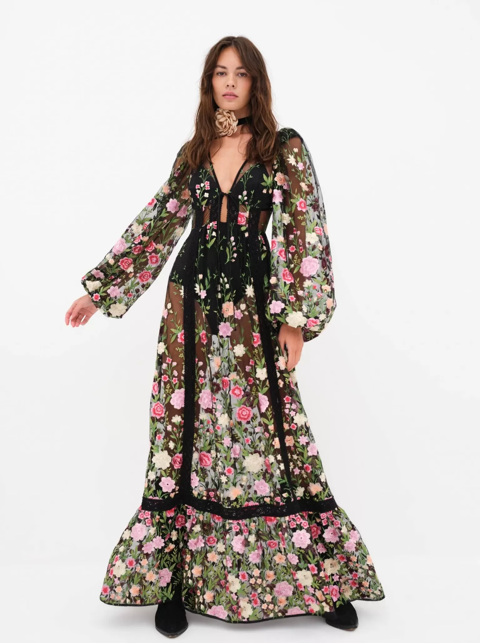 Flash Sale For Love & Lemons Luna Maxi Dress Black