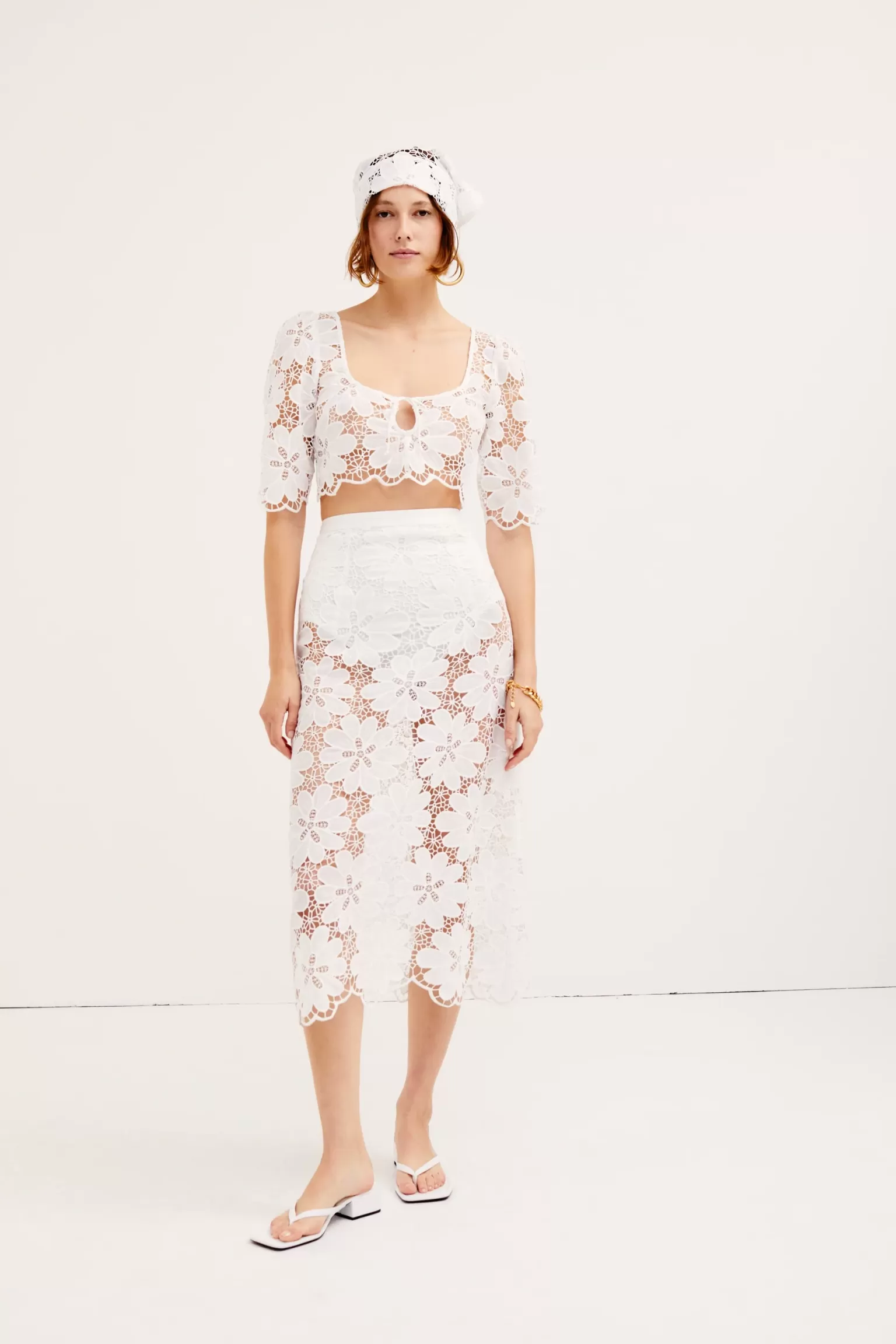 Discount For Love & Lemons Malika Midi Skirt White