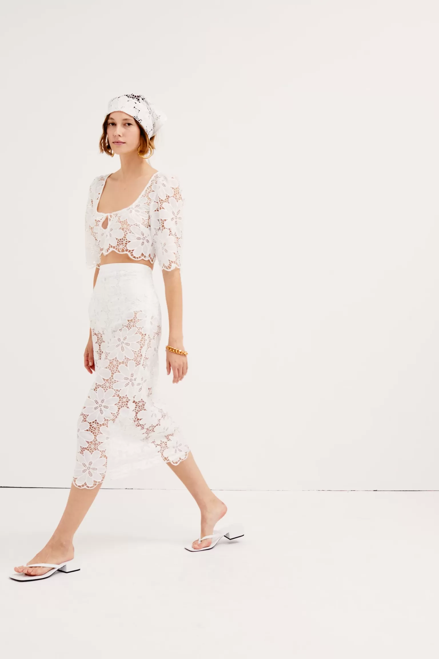 Discount For Love & Lemons Malika Midi Skirt White