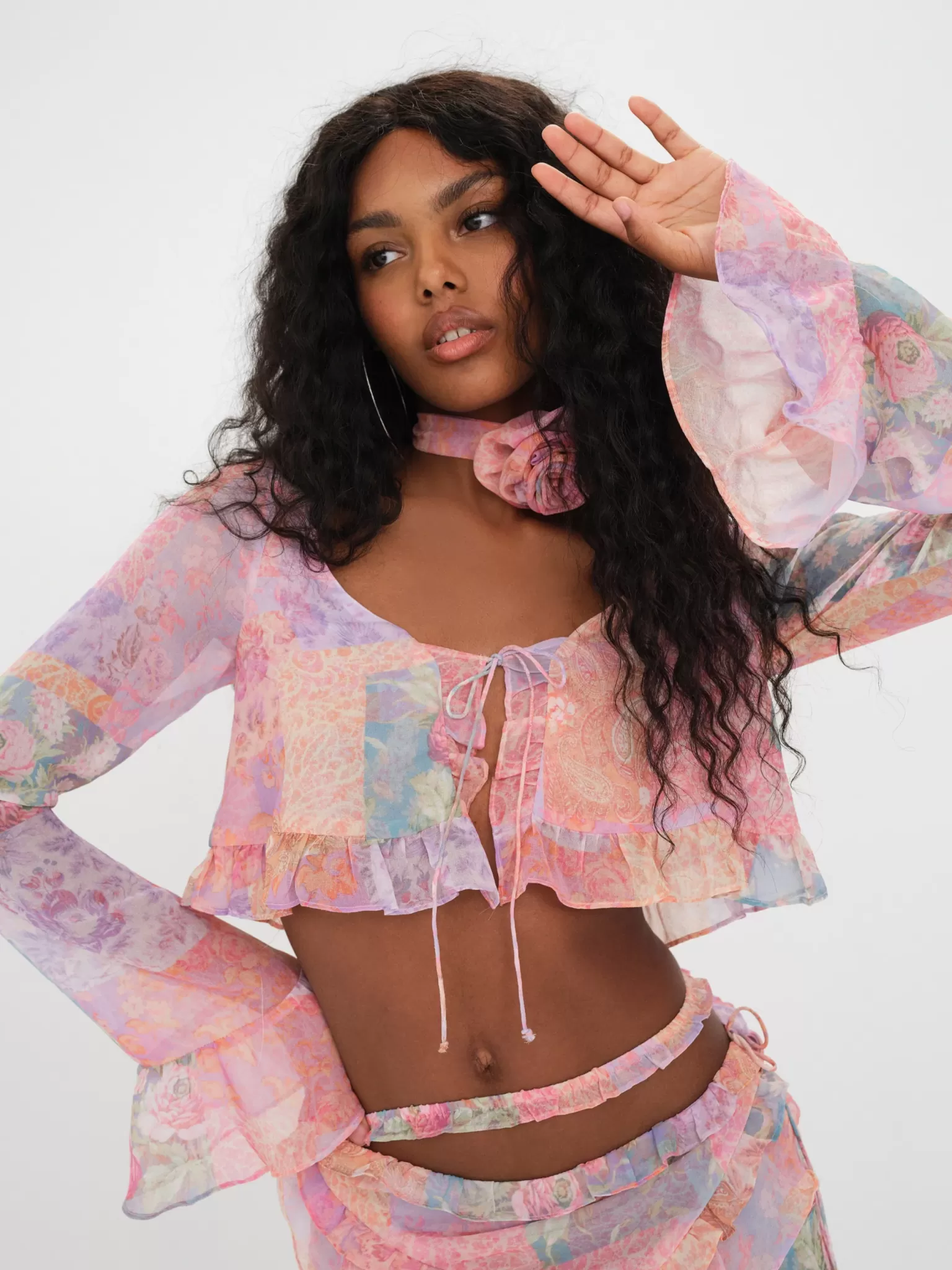 Store For Love & Lemons Mavis Crop Blouse Multi