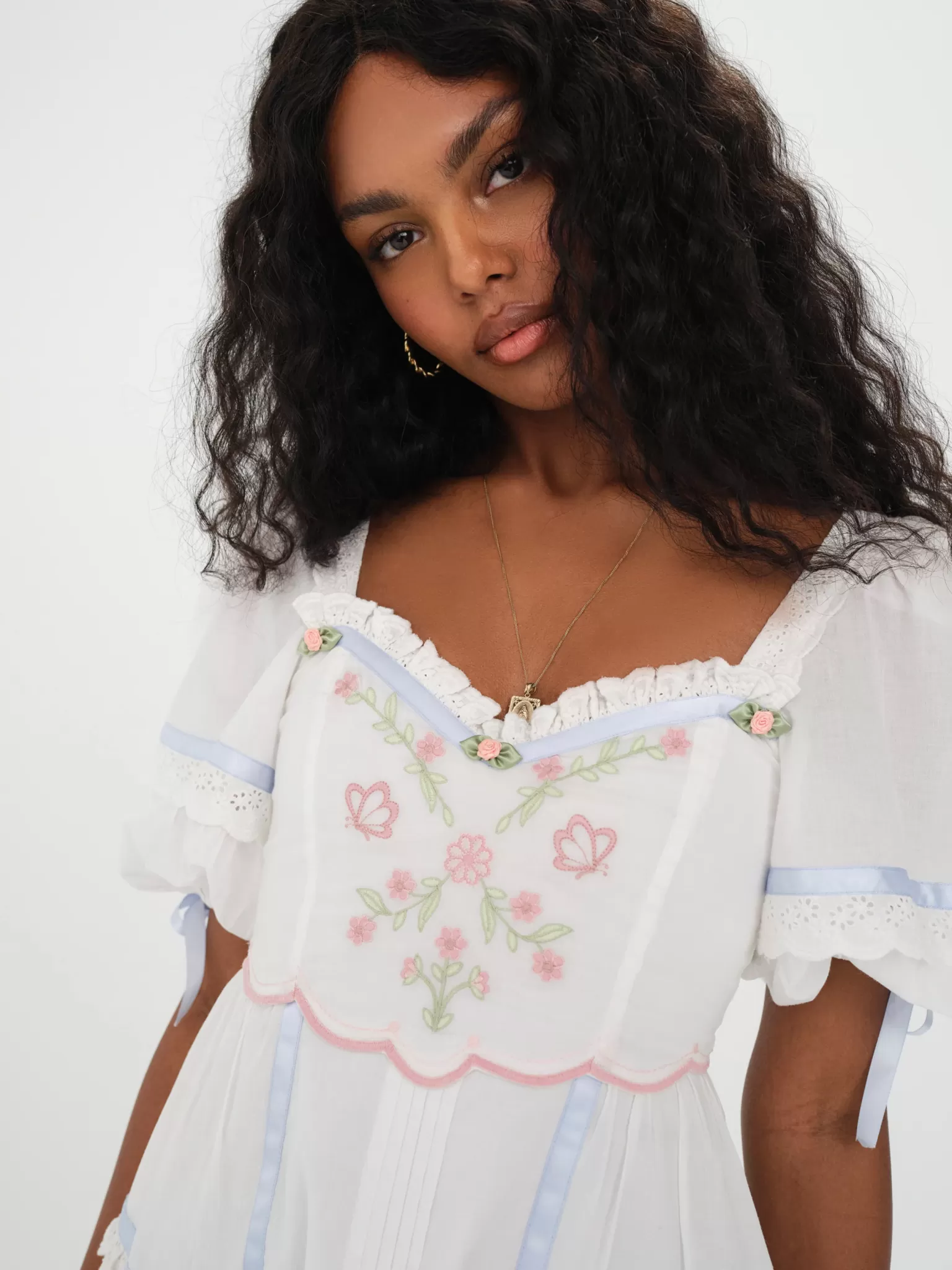 Fashion For Love & Lemons Meadow Mini Dress White