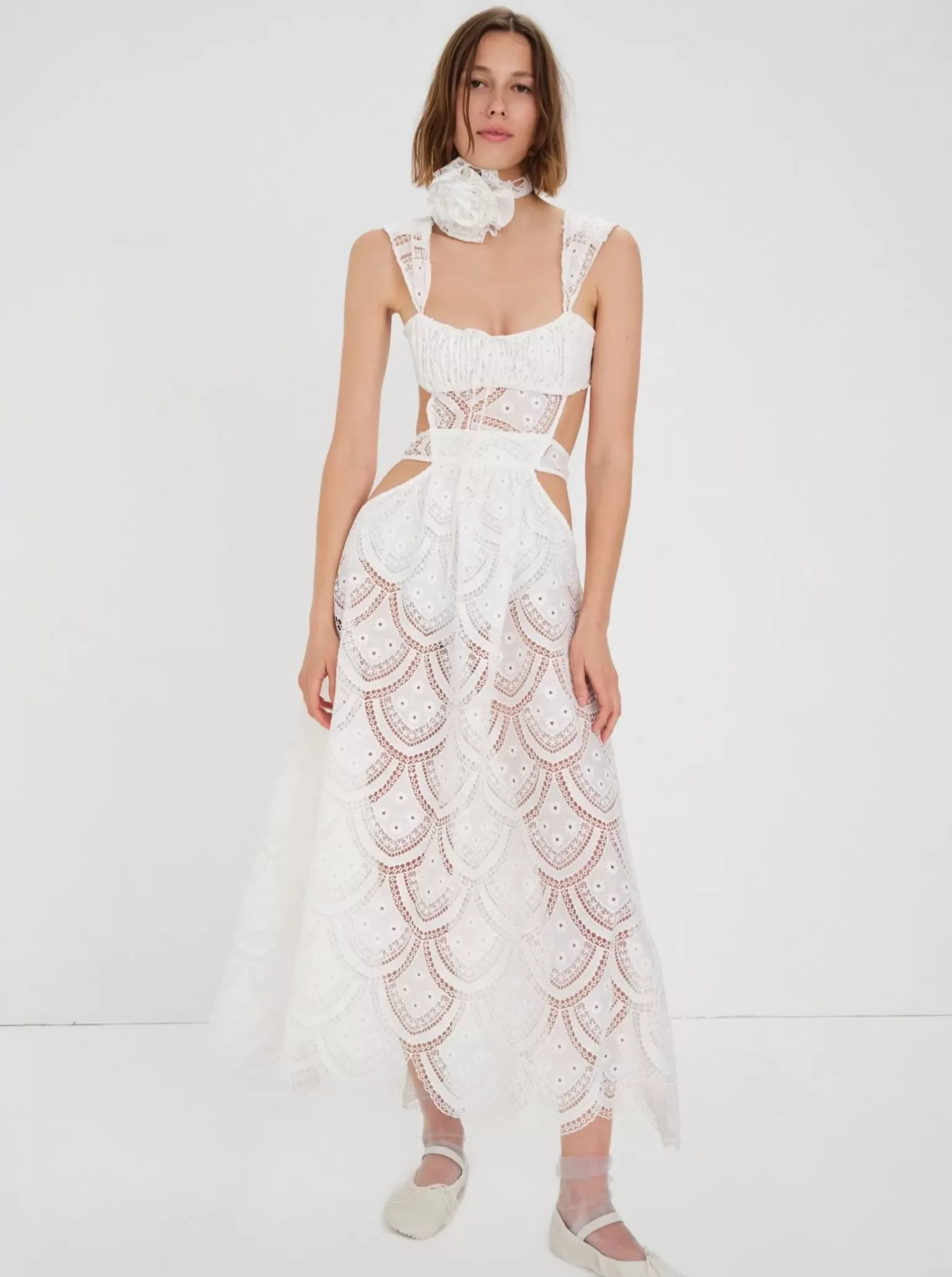 Best For Love & Lemons Megan Midi Dress White