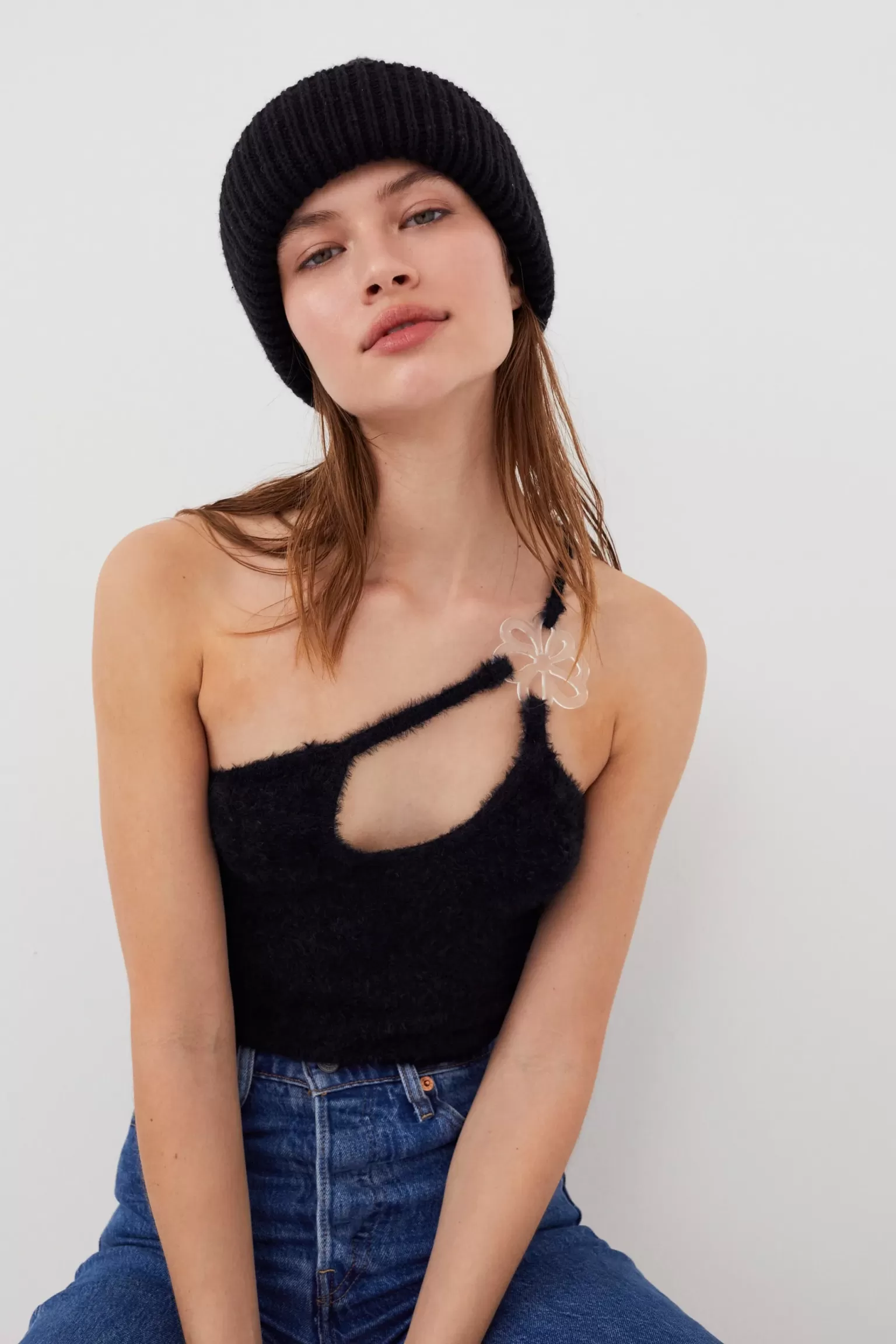 Online For Love & Lemons Mirabel Crop Top Black