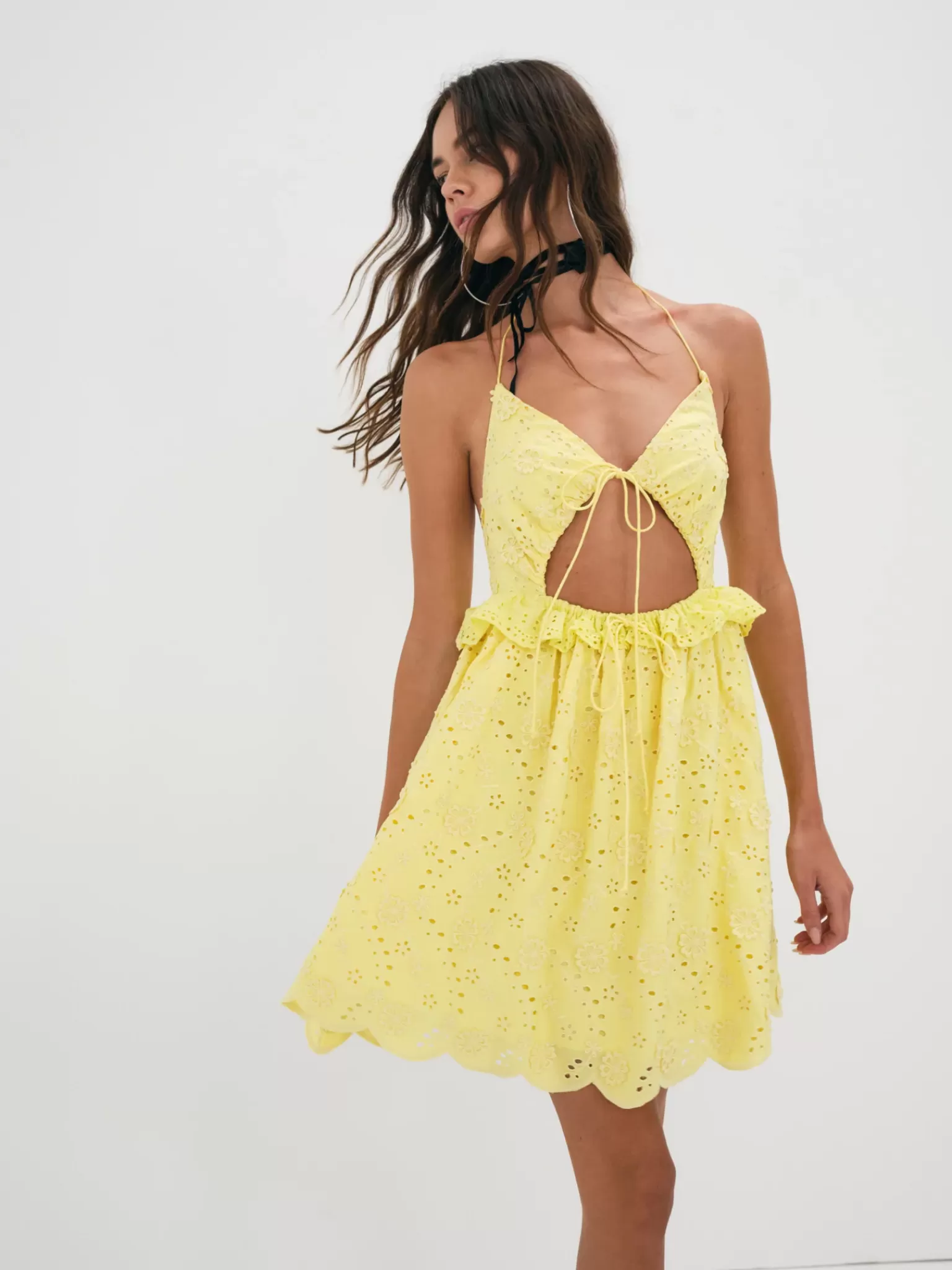 Sale For Love & Lemons Natalia Mini Dress Yellow