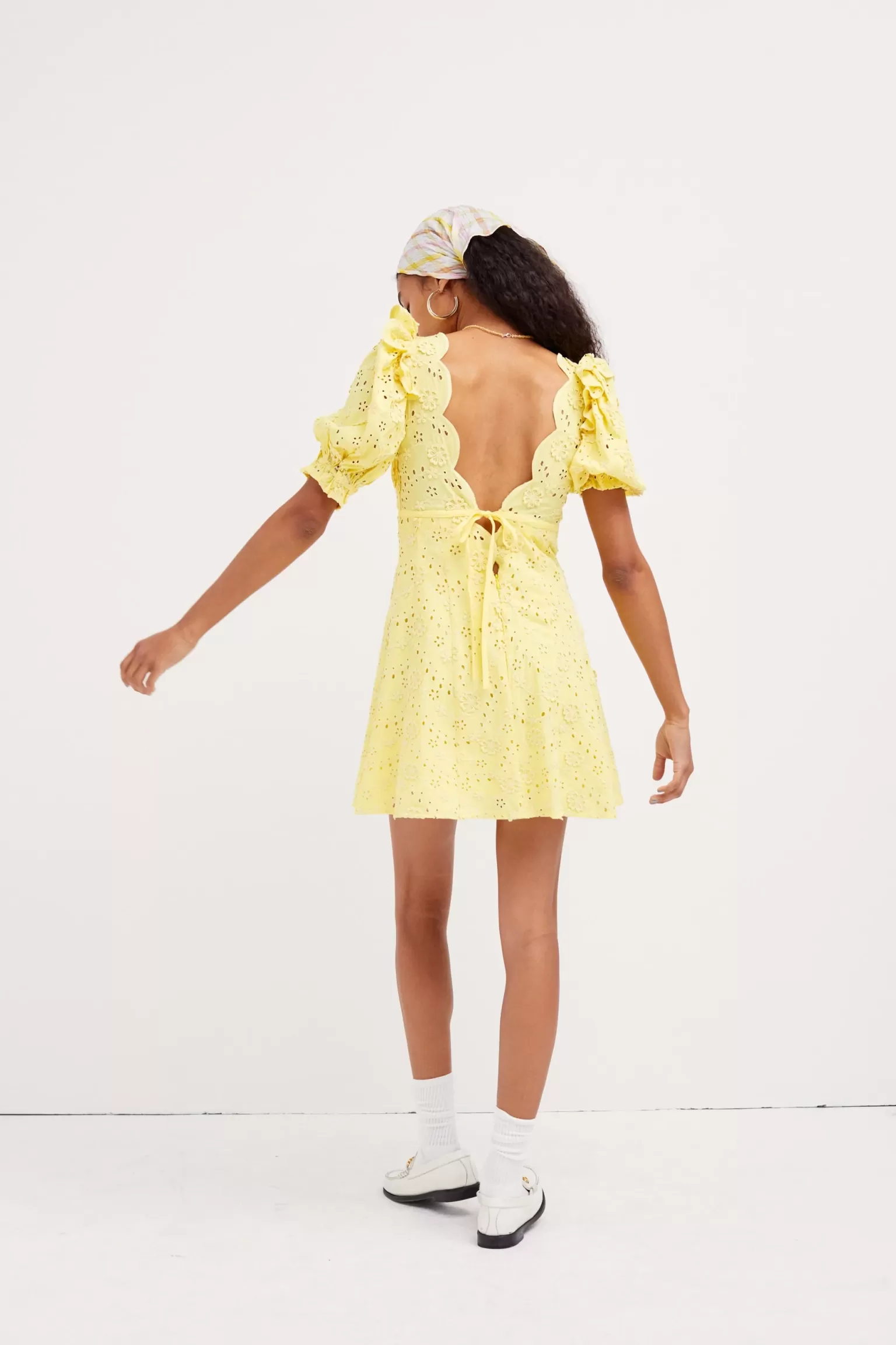 Shop For Love & Lemons Natalia Puff Sleeve Mini Dress Yellow