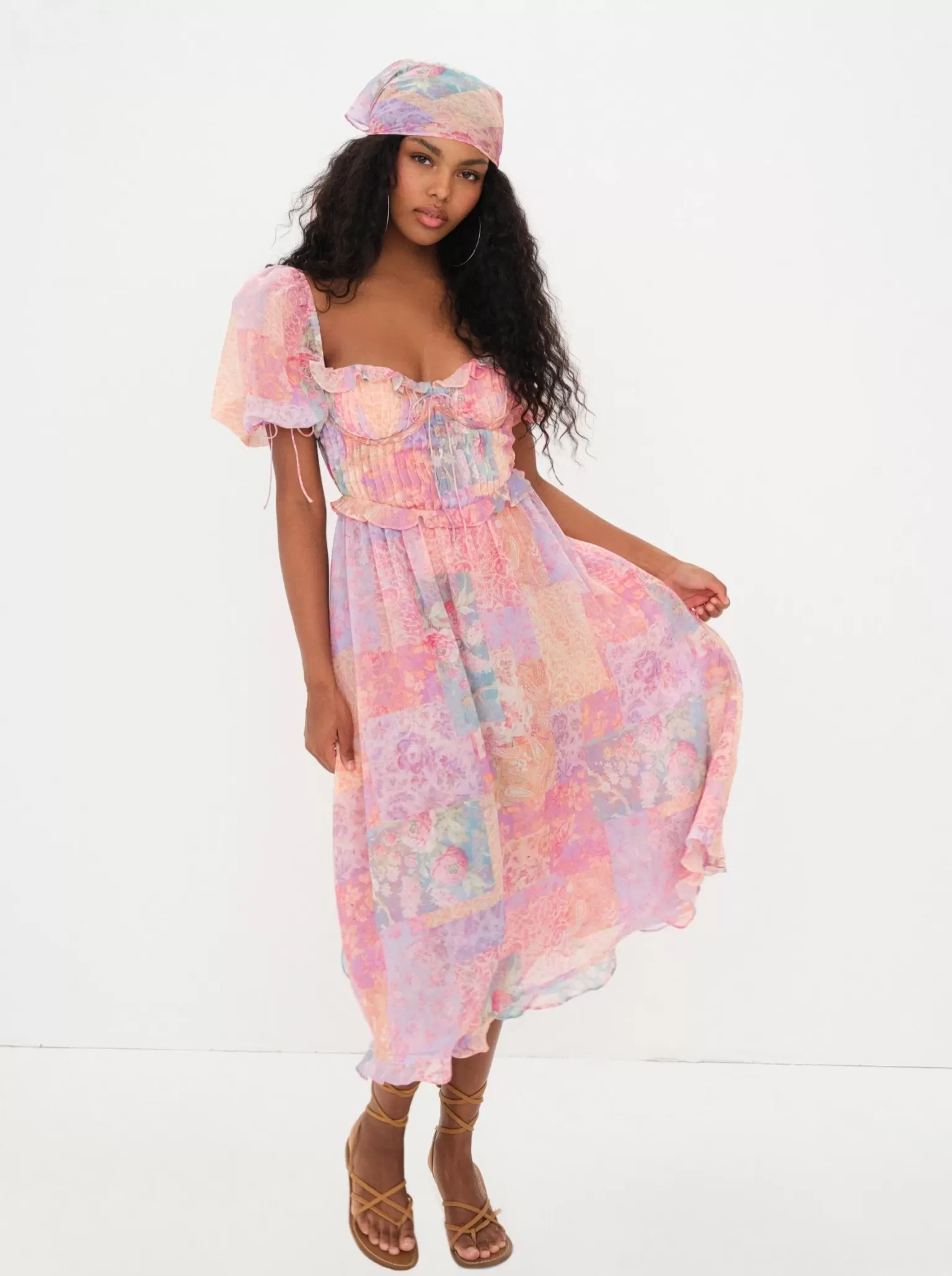 Flash Sale For Love & Lemons Odessa Midi Dress Multi