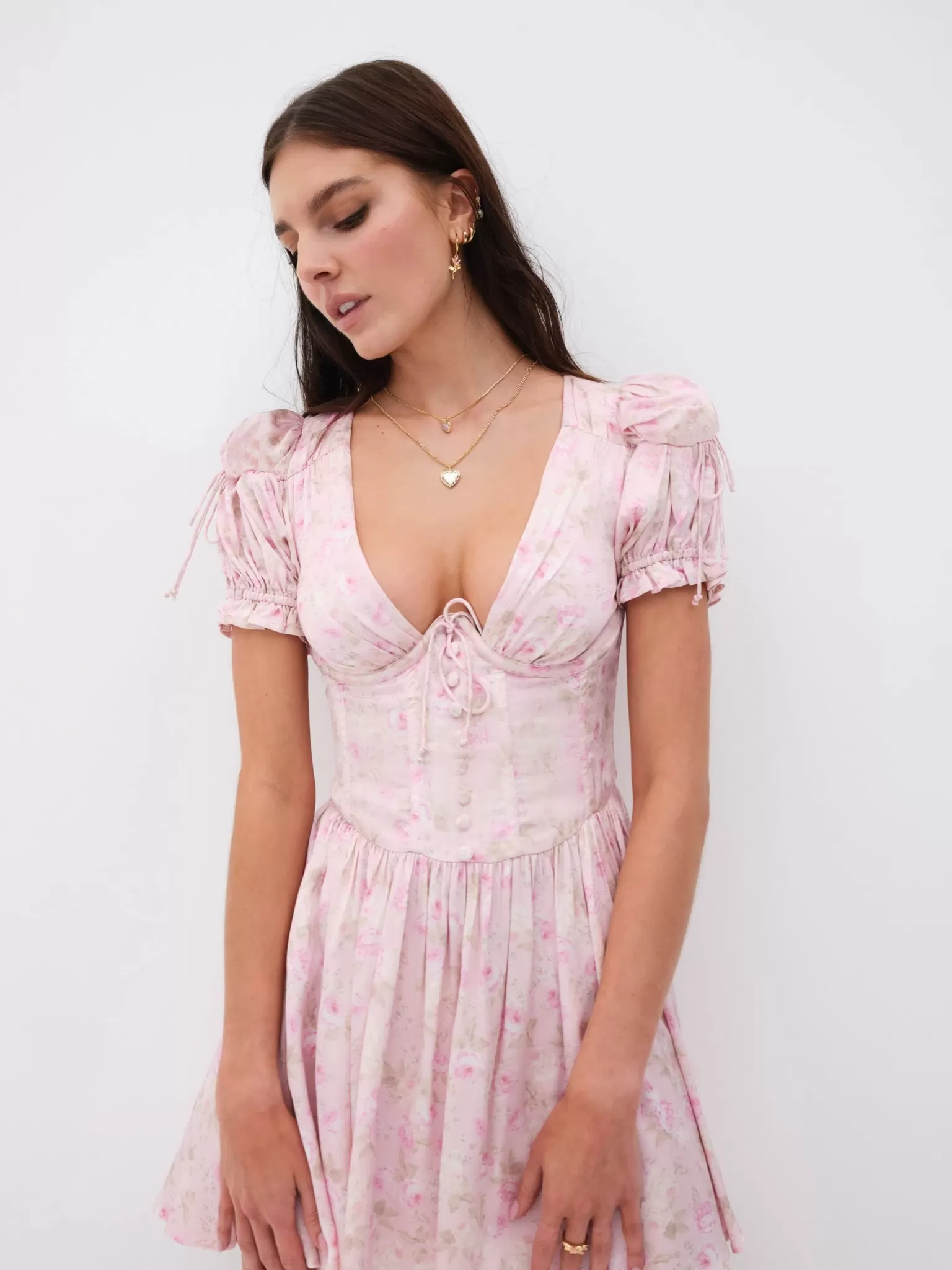 Discount For Love & Lemons Paulina Puff Sleeve Mini Dress Pink