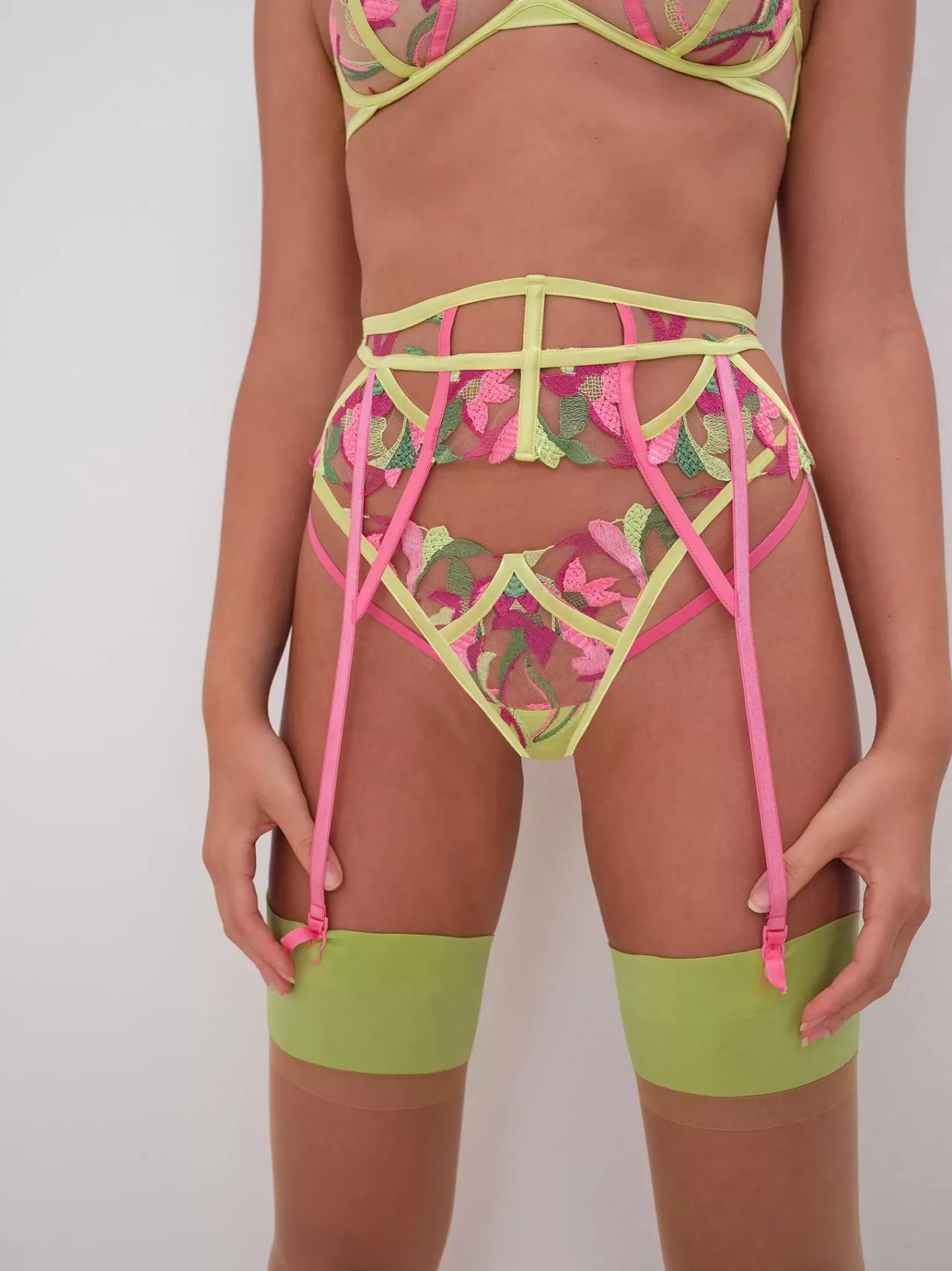 Flash Sale For Love & Lemons Petunia Embroidery Garter Pink