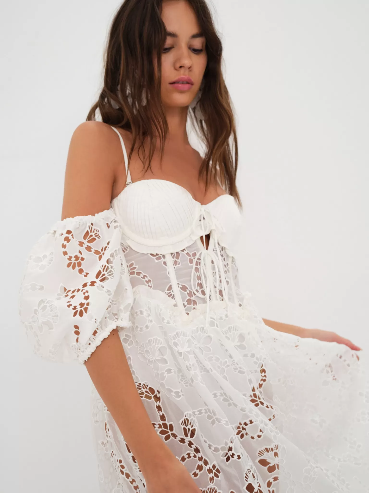 Clearance For Love & Lemons Romi Midi Dress White