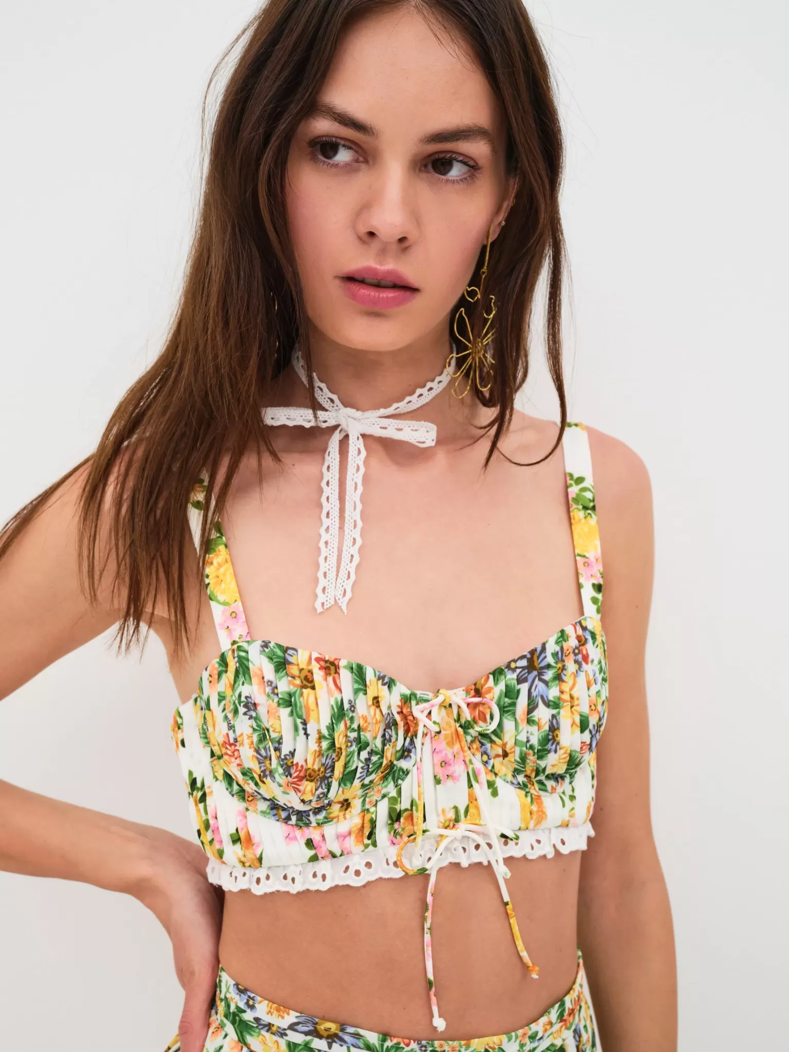 Outlet For Love & Lemons Rosalyn Crop Top Multi