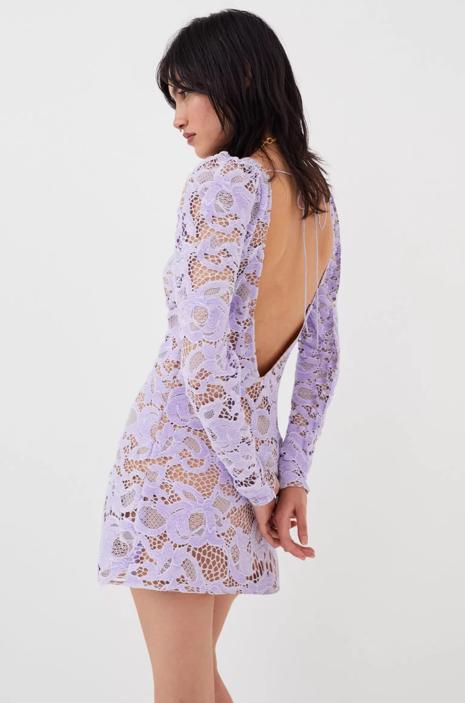 Sale For Love & Lemons Rosemary Lined Mini Dress Purple